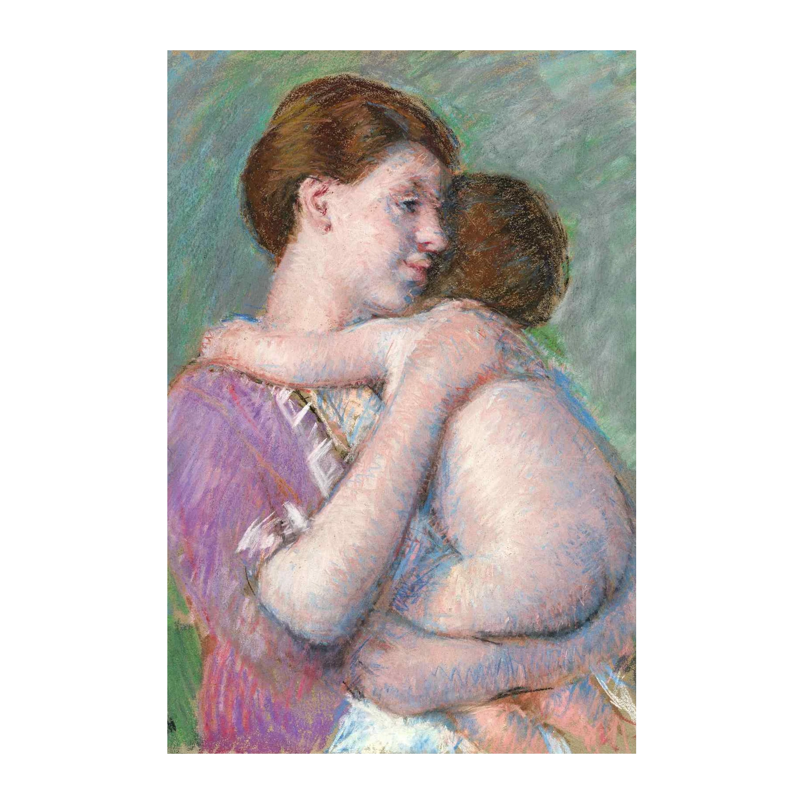 Mother and Child Embrace Pastel Wall Art