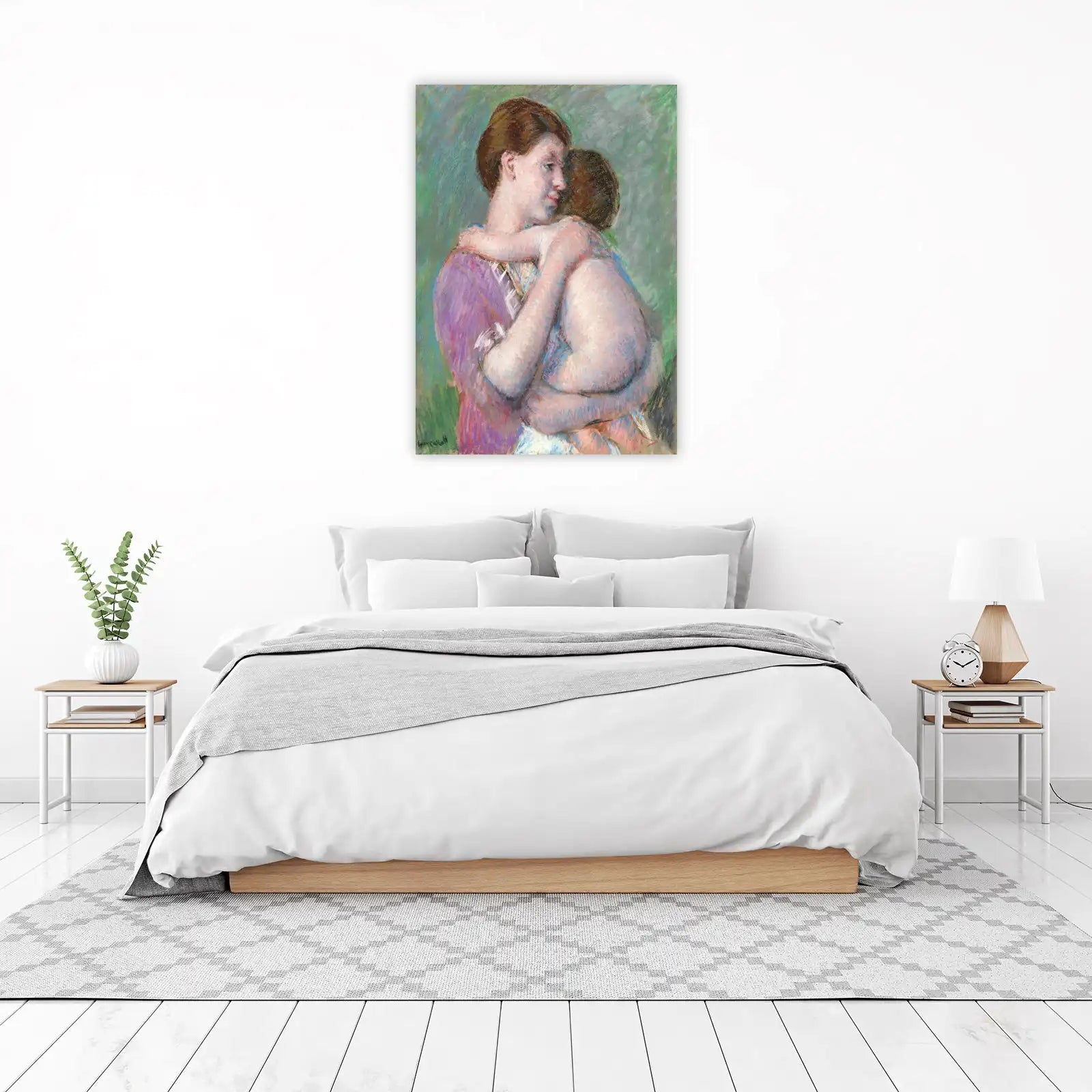 Mother and Child Embrace Pastel Wall Art