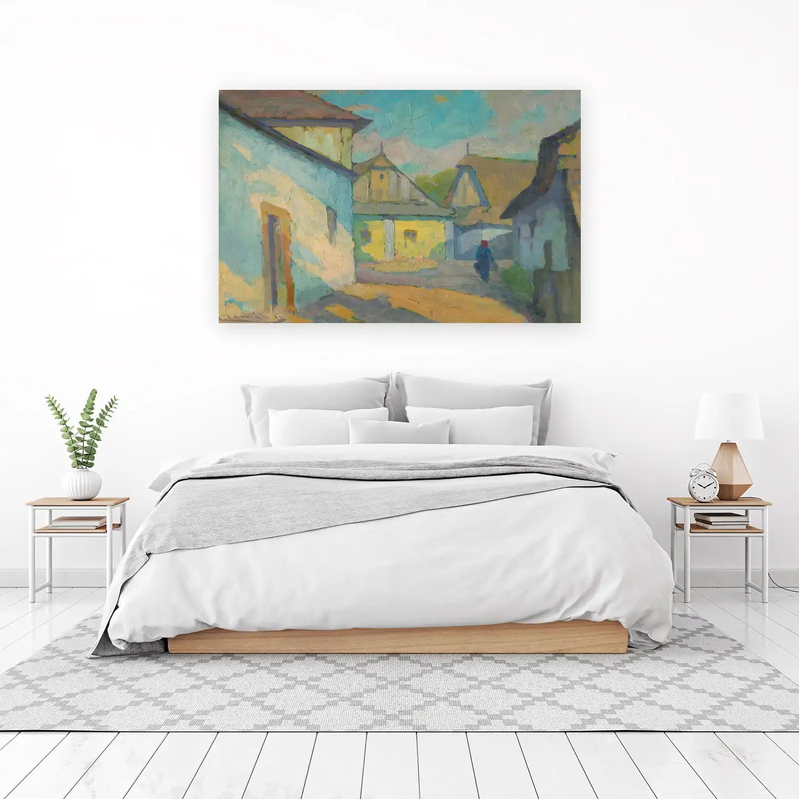 Serene Village Lane Oil Painting Wall Art