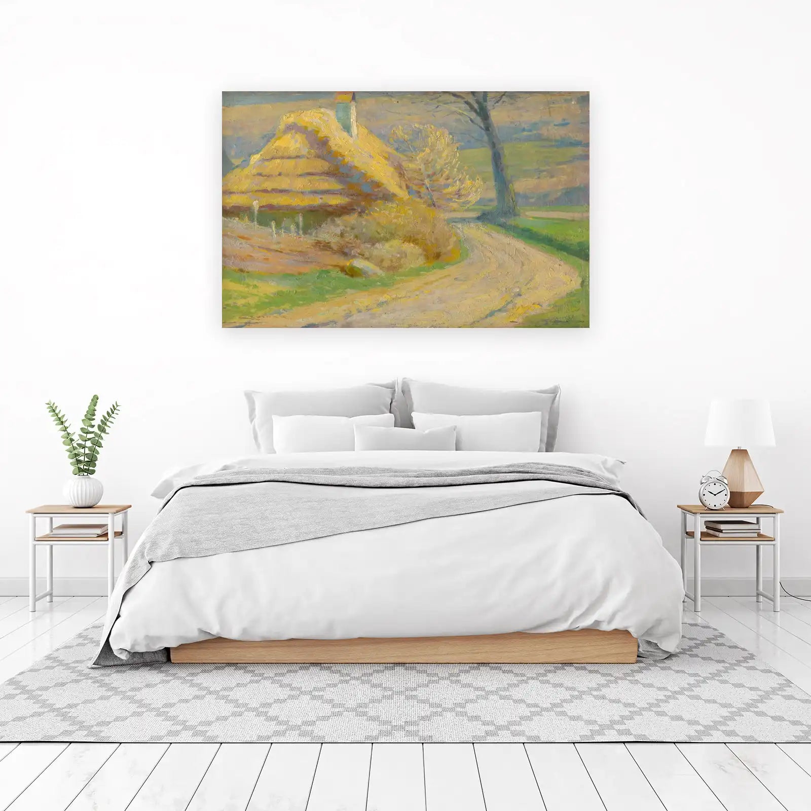 Golden Thatched Cottage Landscape Wall Art