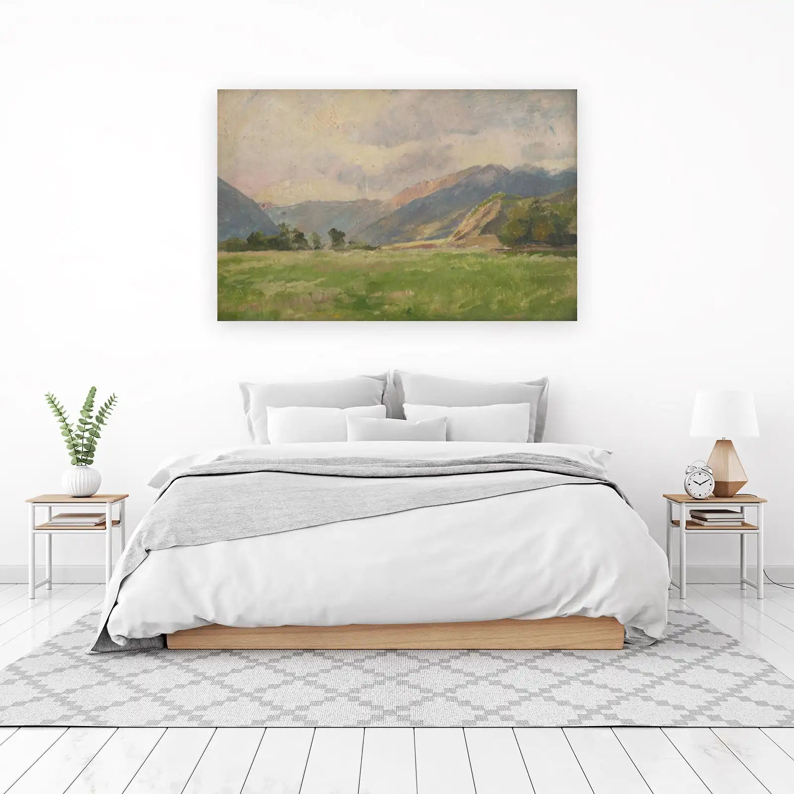 Serene Mountain Landscape Oil Painting Wall Art