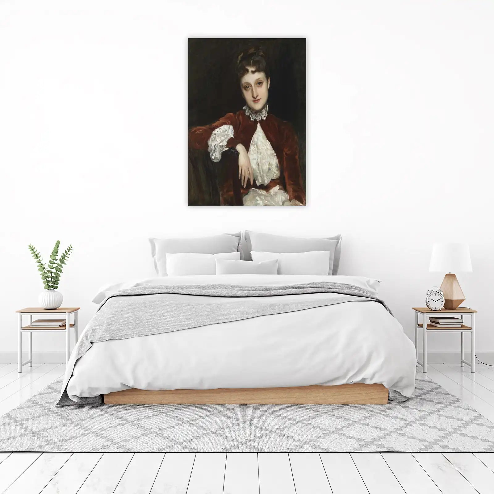 Elegant Woman Portrait with Lace Collar Wall Art