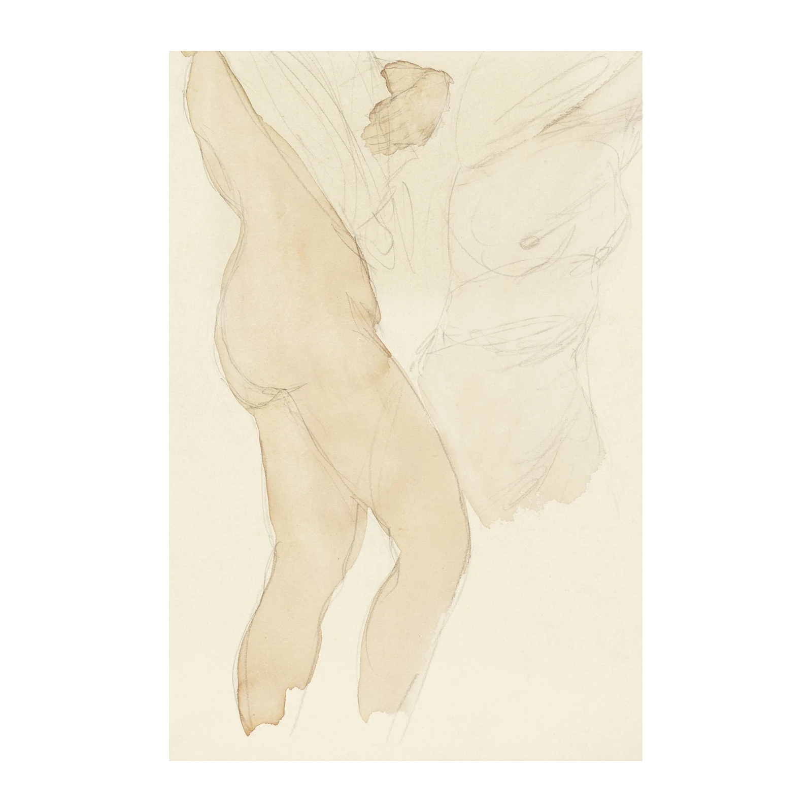 Classical Figure Study Watercolor Wall Art