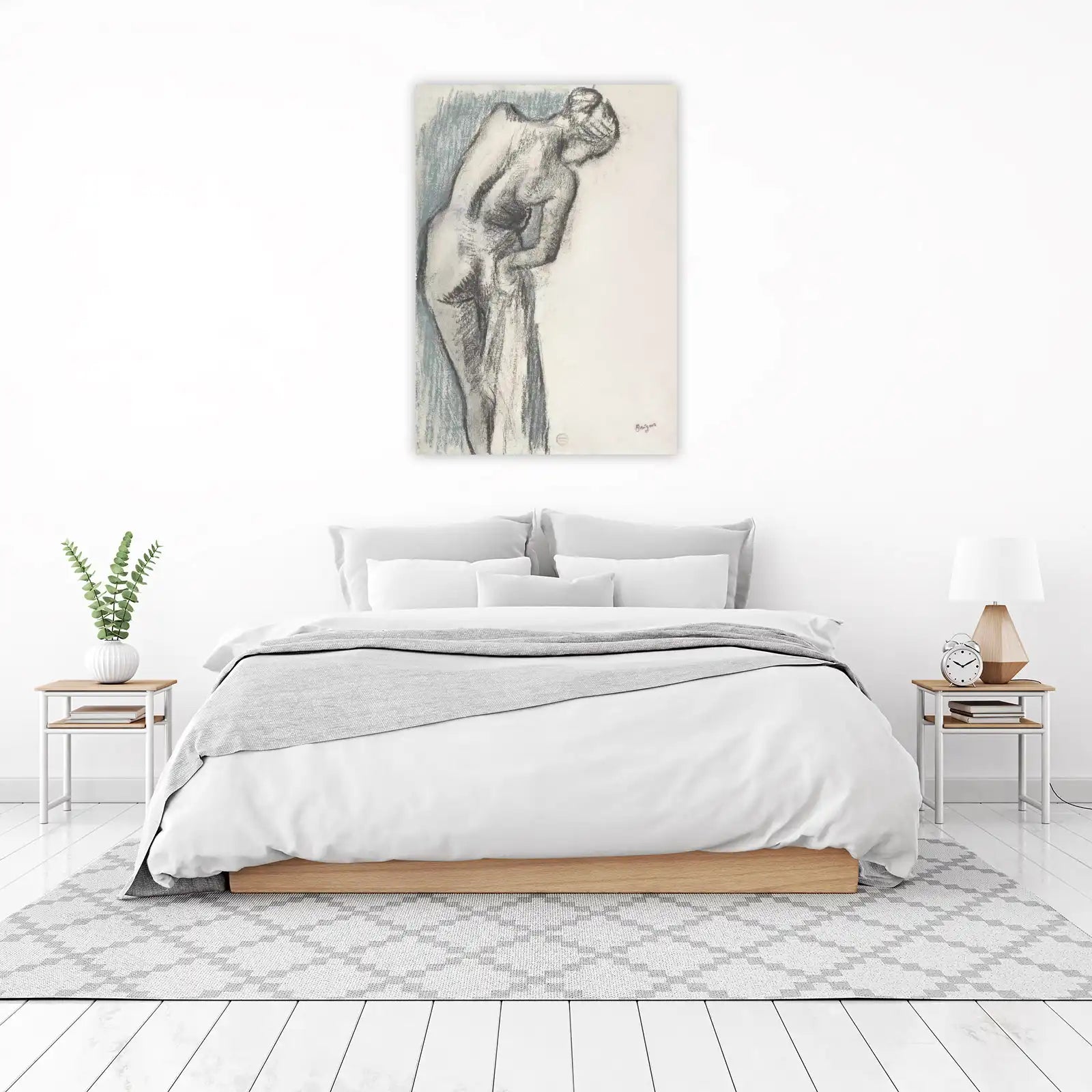 Elegant Nude Figure Charcoal Sketch Wall Art