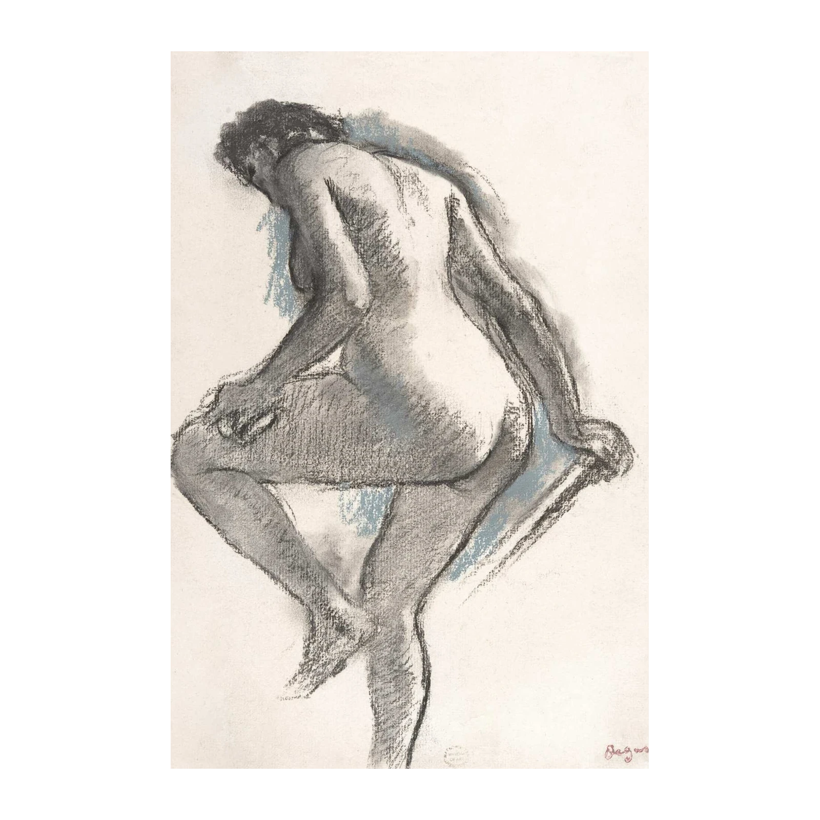 Elegant Nude Figure Charcoal Sketch Wall Art