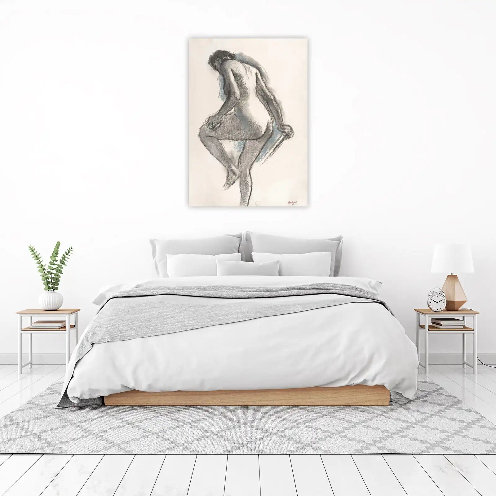 Elegant Nude Figure Charcoal Sketch Wall Art
