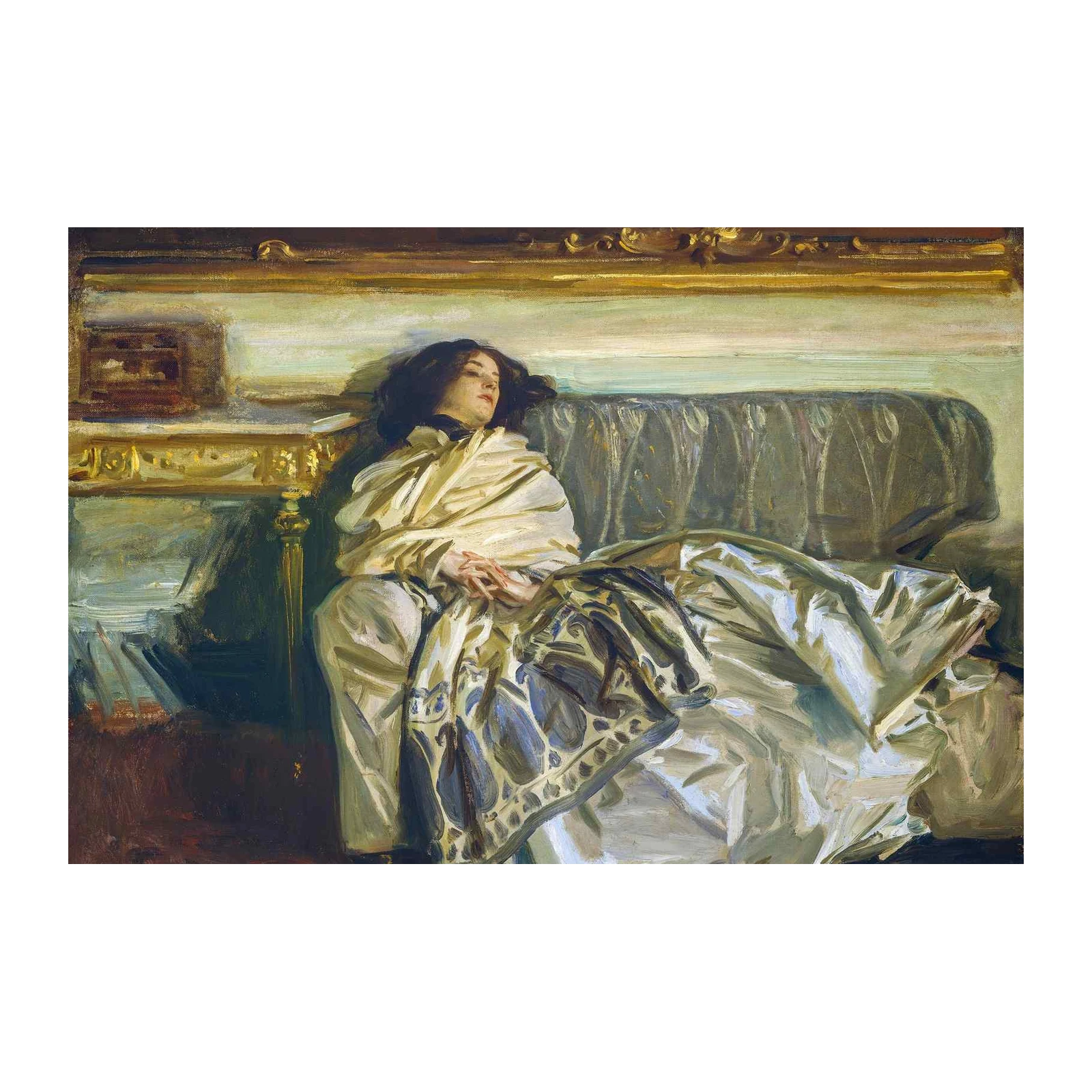 Elegant Woman on Sofa Wall Art