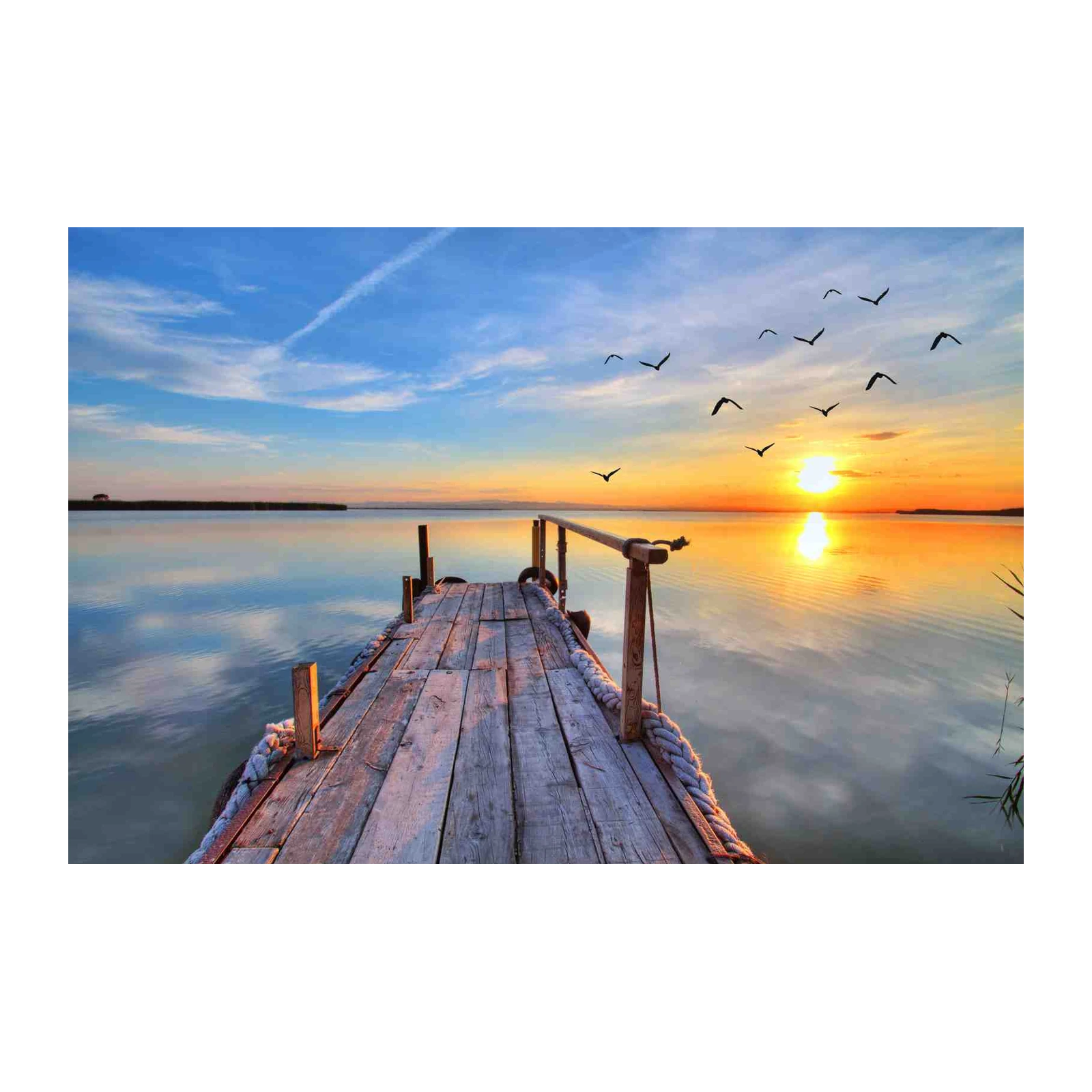 Tranquil Sunset Pier & Birds Wall Art