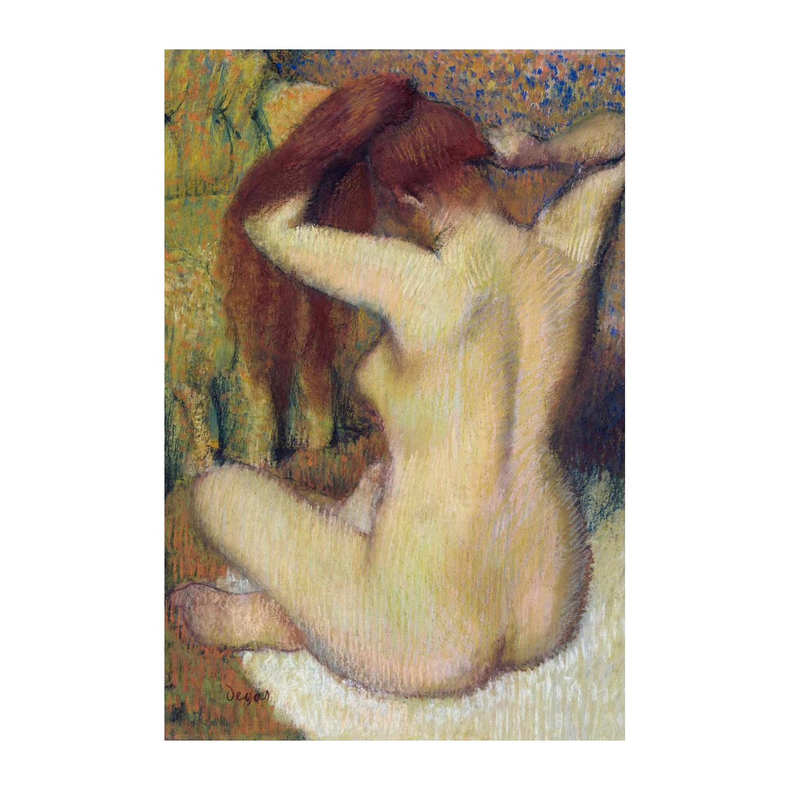 Impressionist Nude Bathing Pastel Wall Art