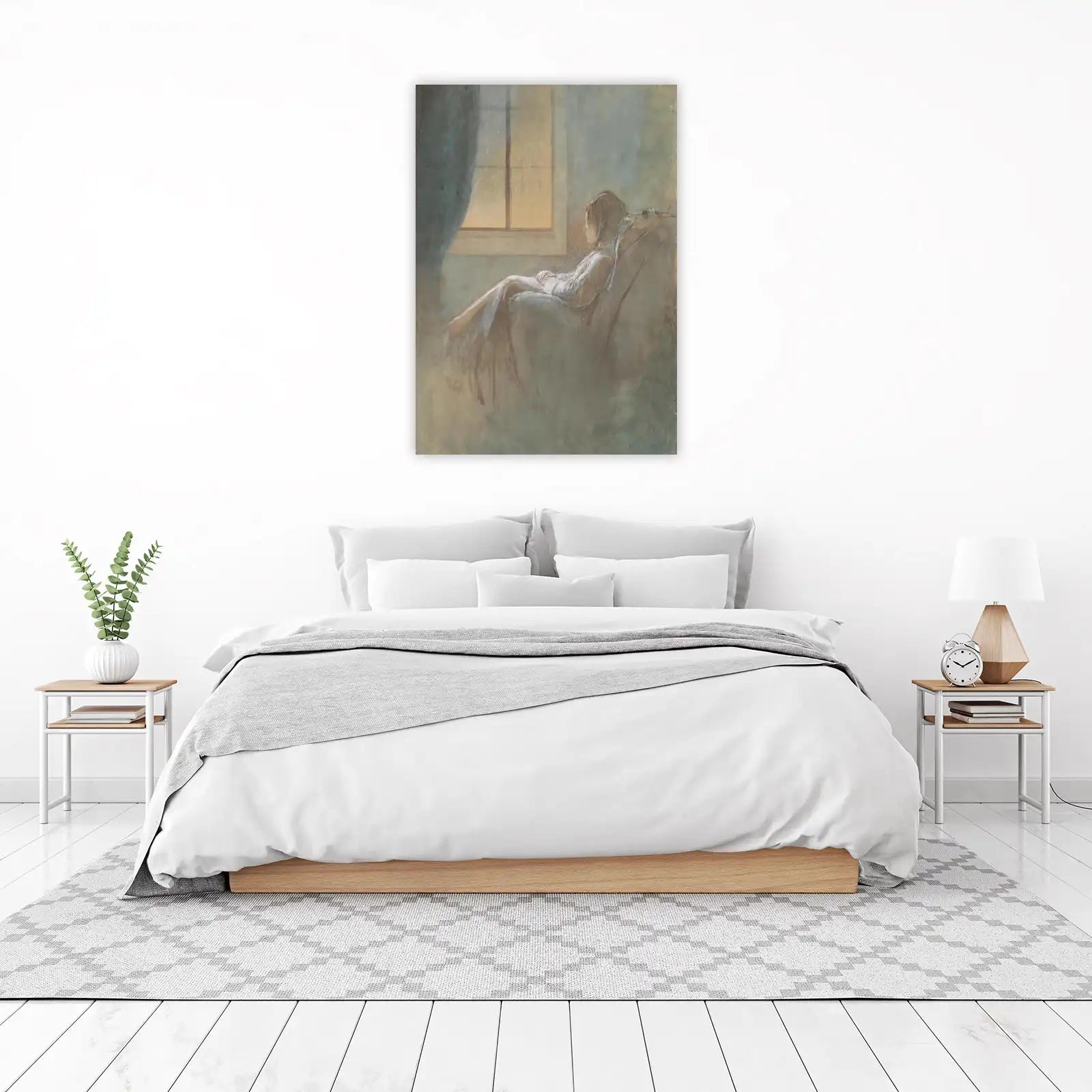 Serene Contemplation Woman by Window Wall Art
