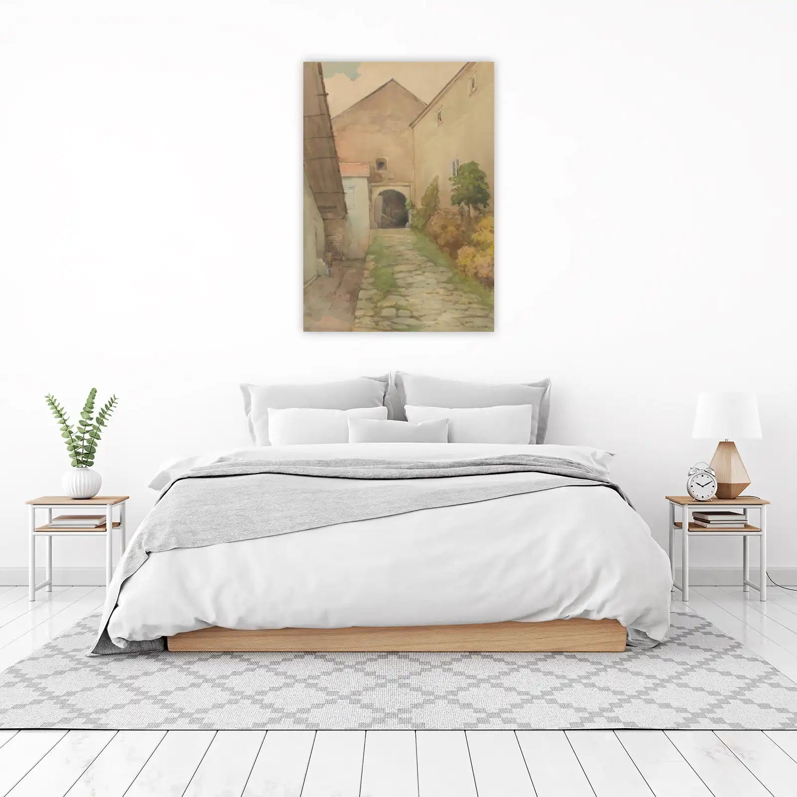 Historic Courtyard Serenity Watercolor Wall Art