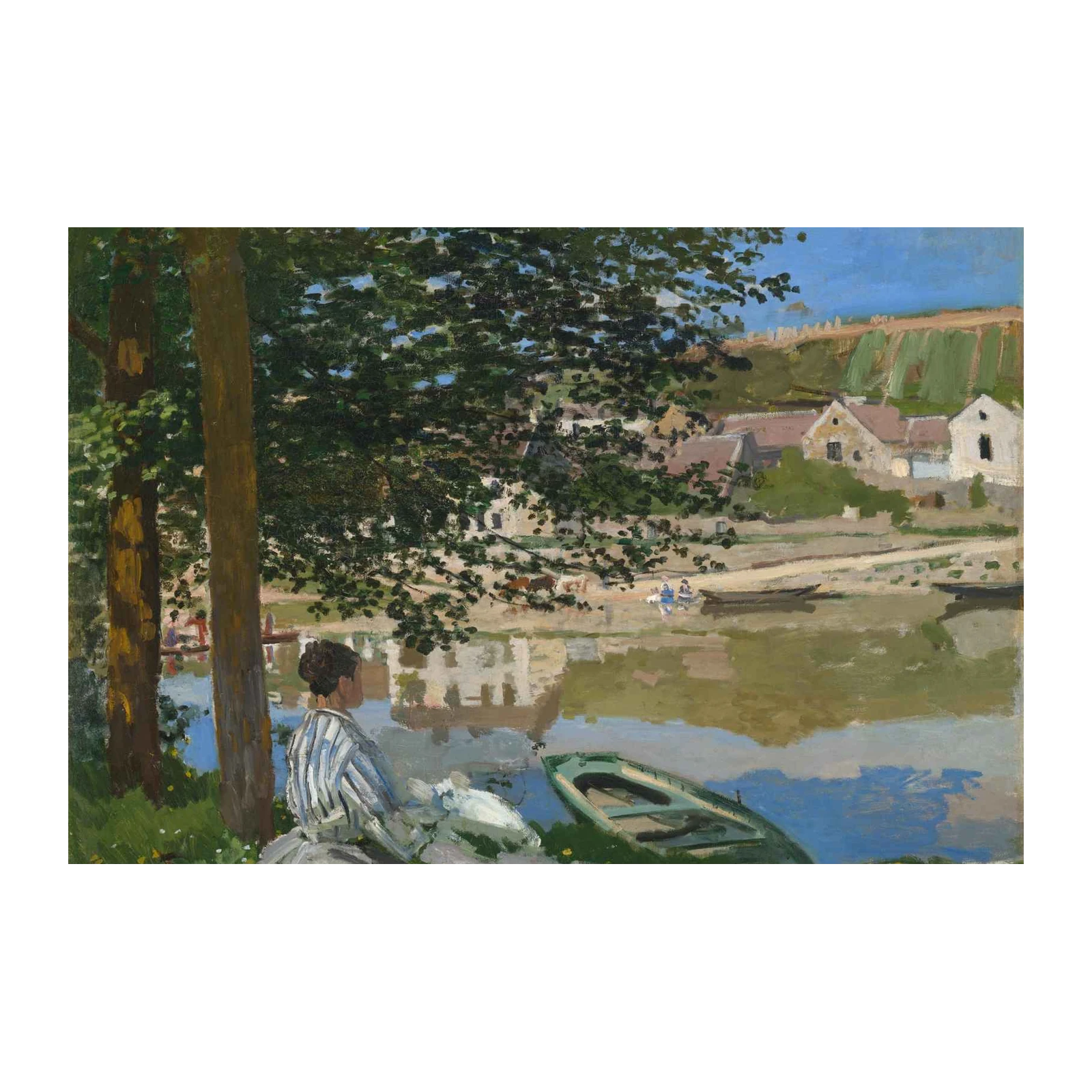 Impressionist River Scene Woman Wall Art