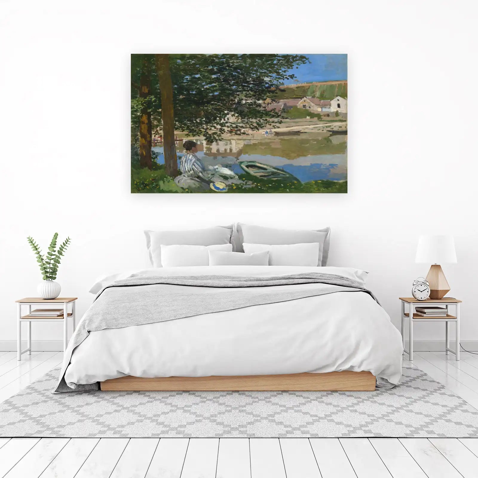 Impressionist River Scene Woman Wall Art