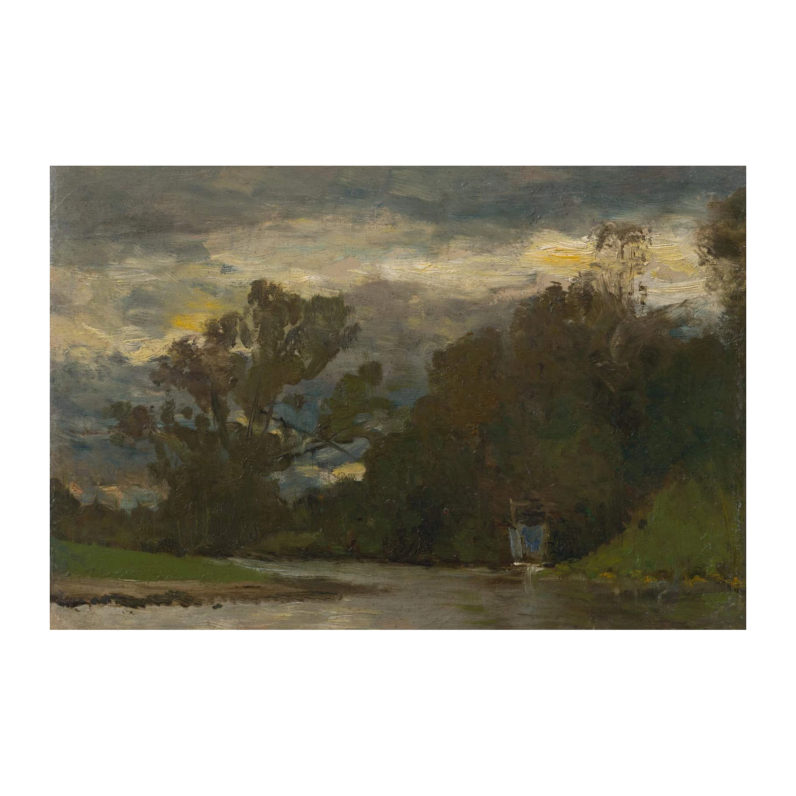 Stormy River Landscape Oil Painting Wall Art