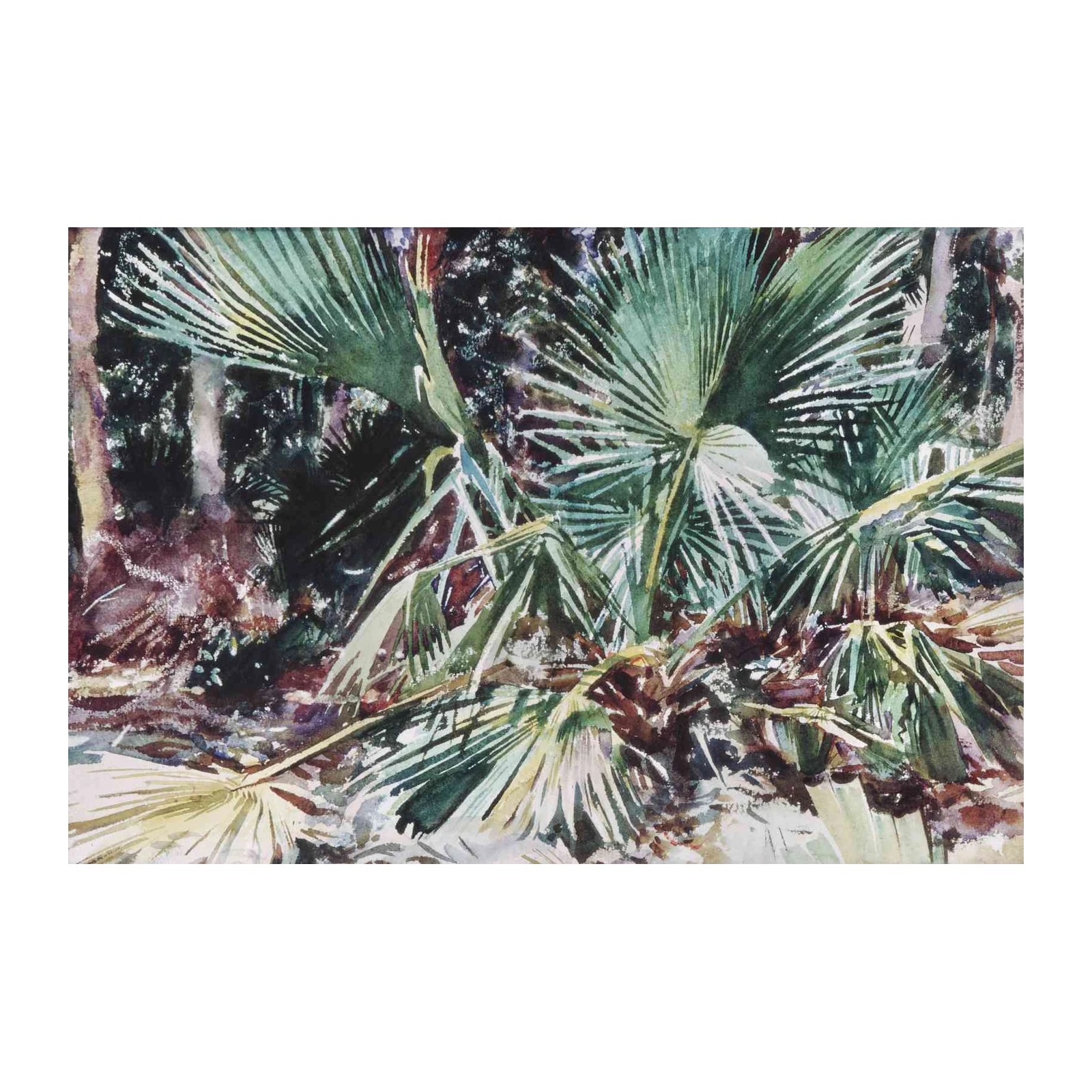 Lush Palm Fronds Watercolor Wall Art