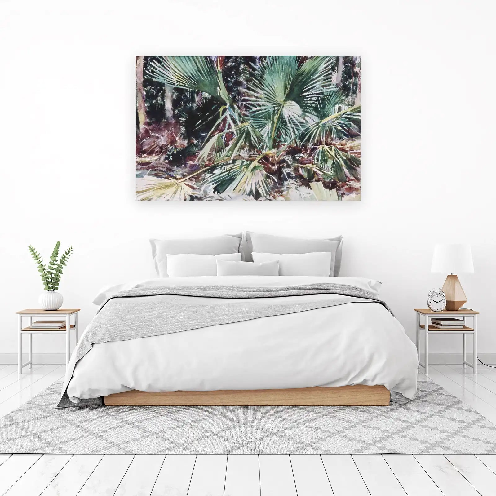 Lush Palm Fronds Watercolor Wall Art