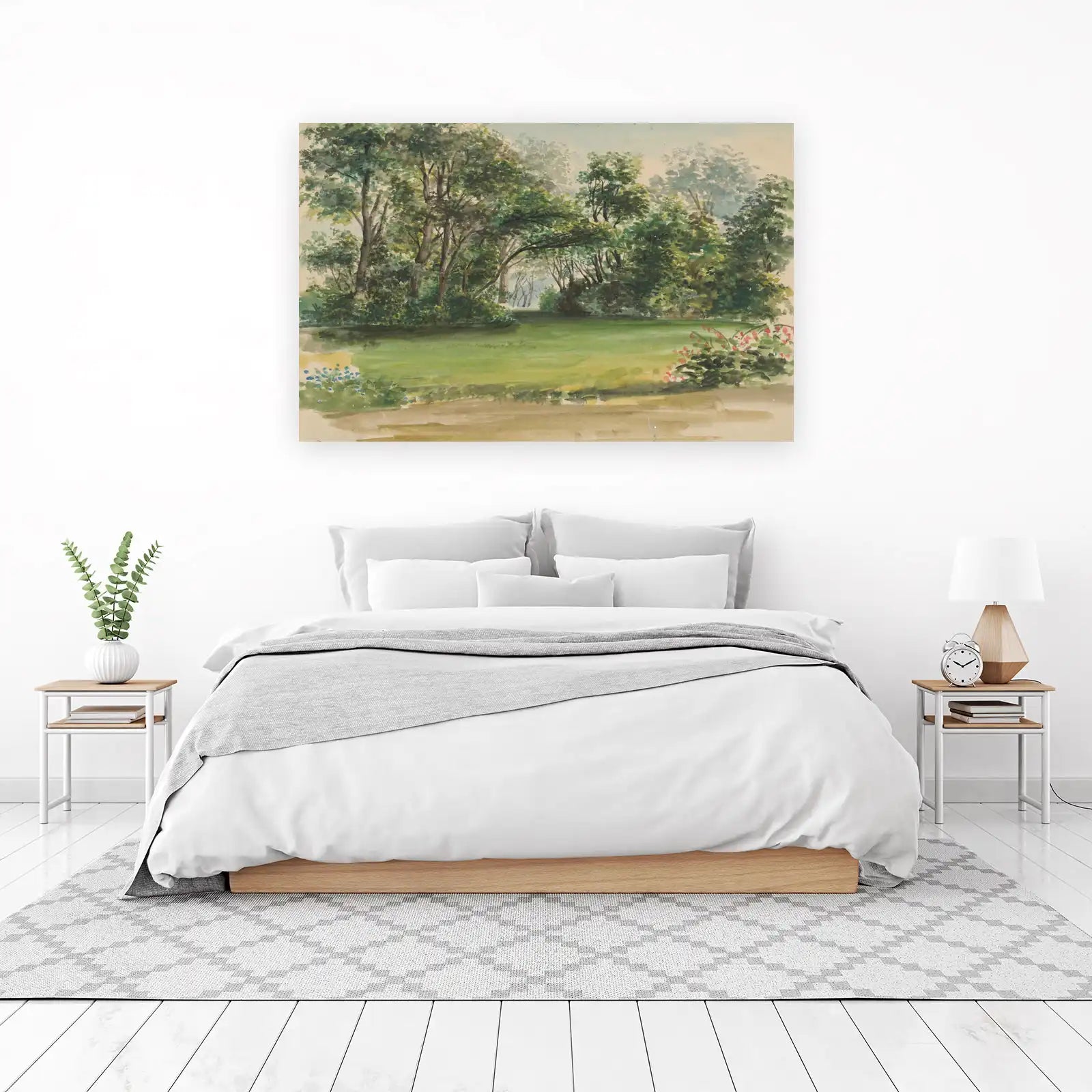 Lush Garden Pathway Watercolor Wall Art