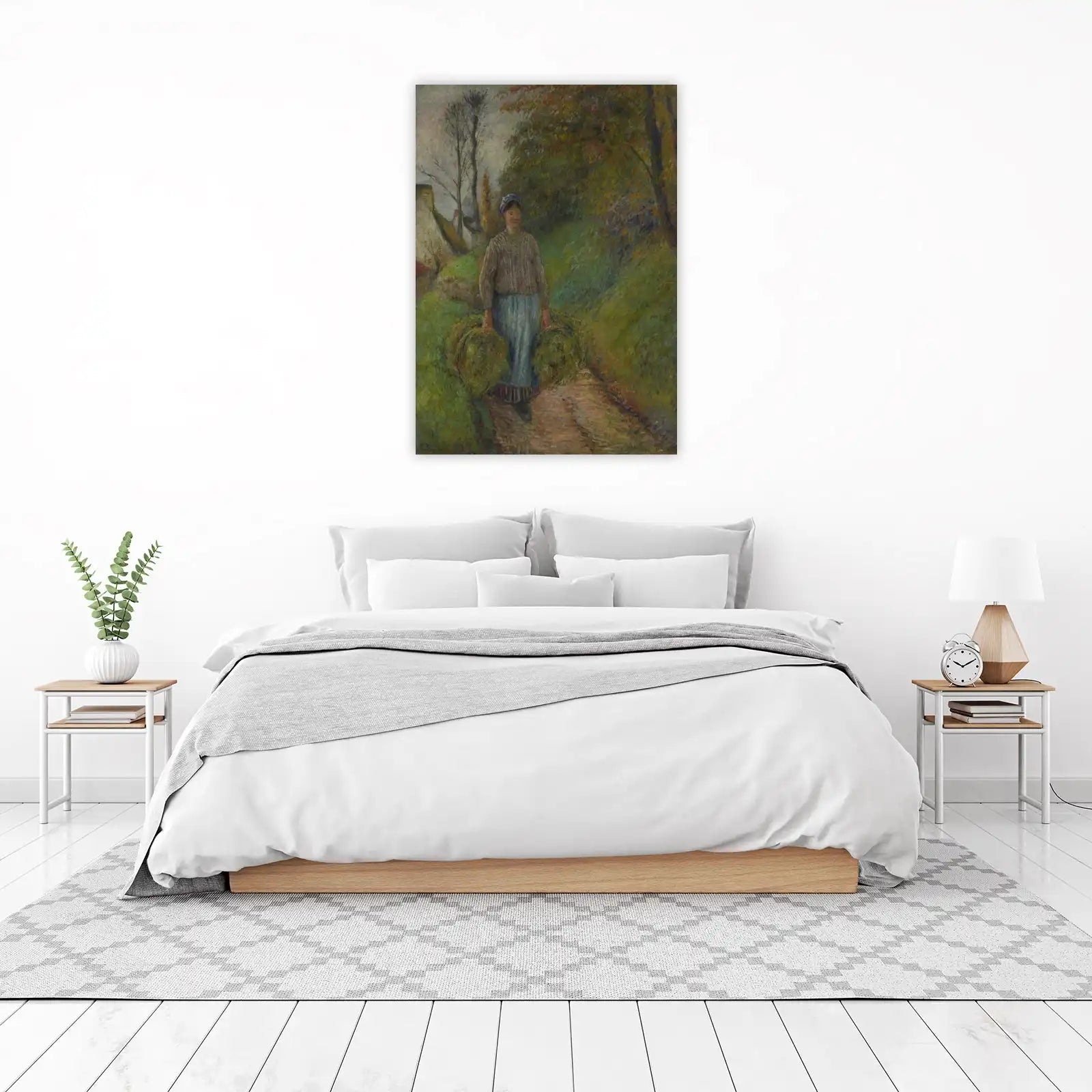 Peasant Woman Hay Bales Rustic Farm Wall Art