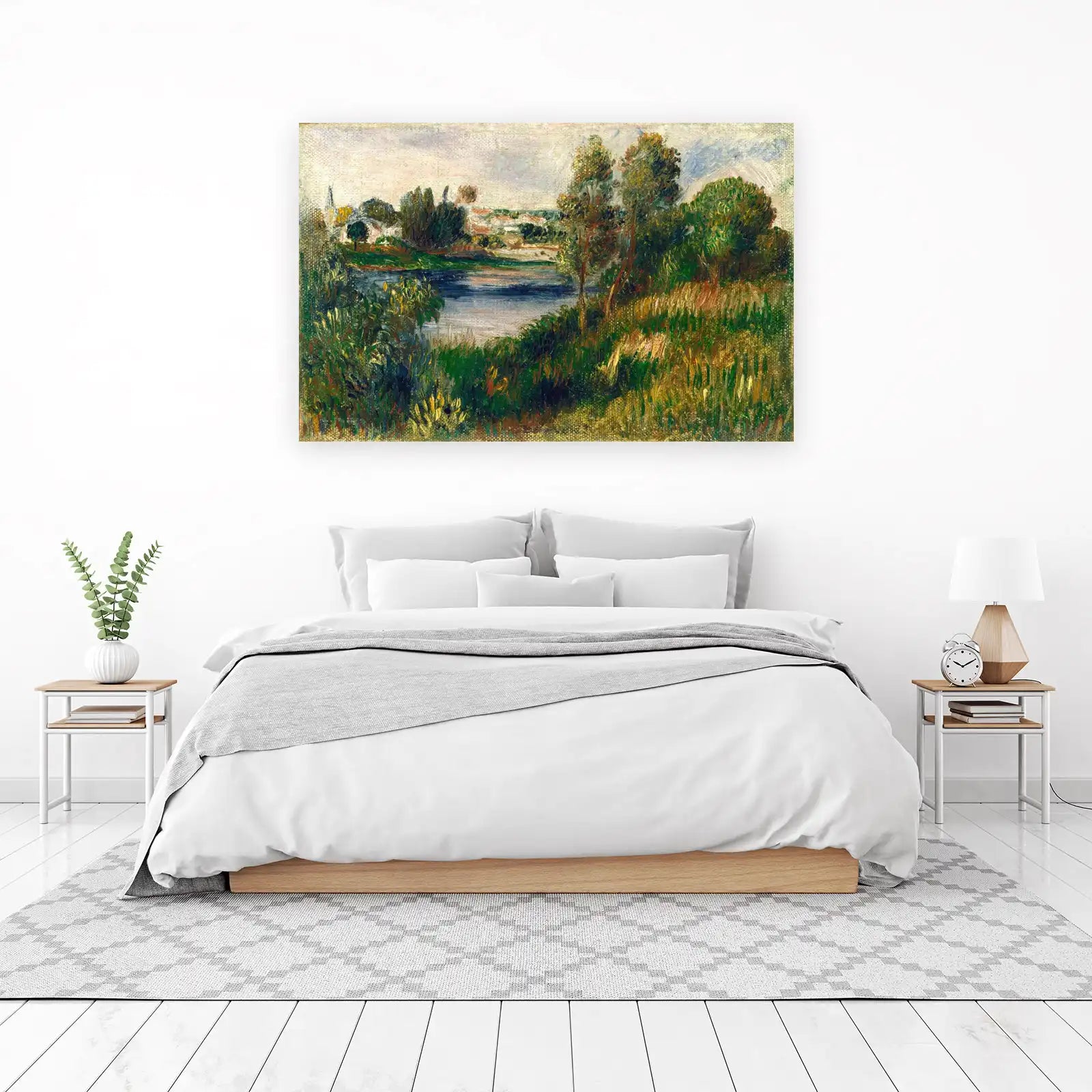 Serene Riverside Landscape Impressionist Wall Art