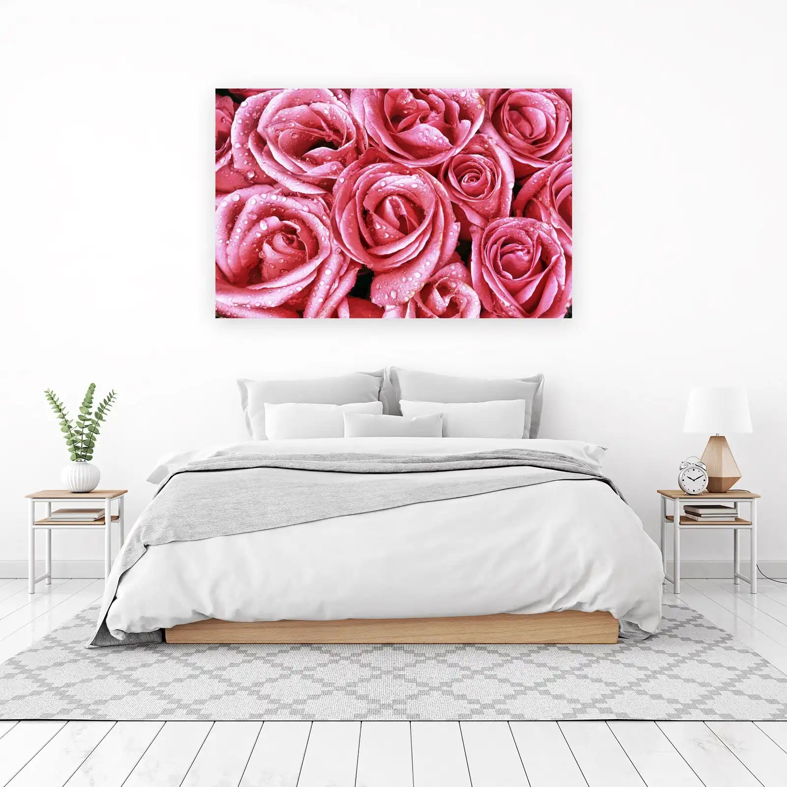 Dewy Pink Roses Floral Wall Art Wall Art