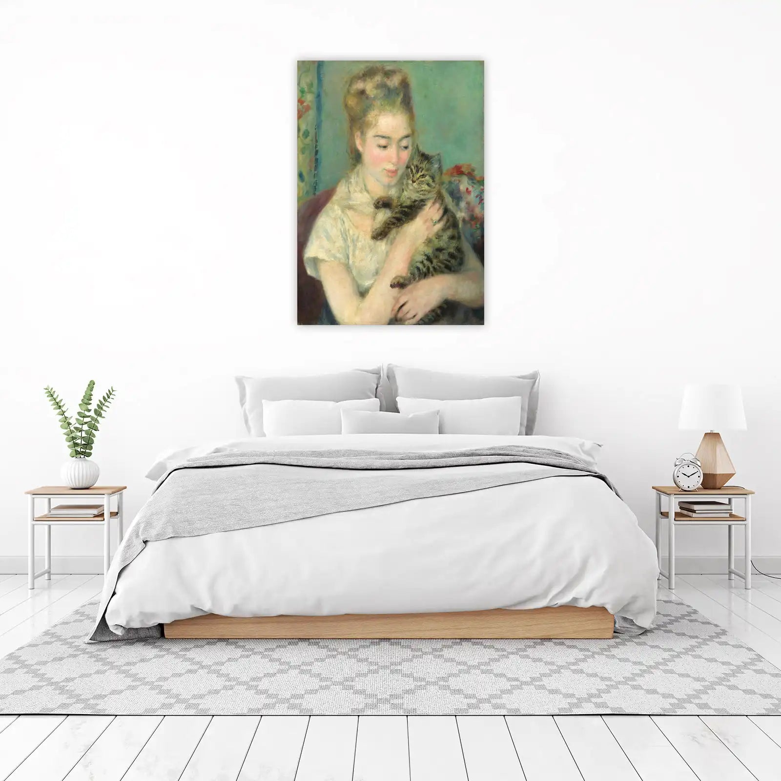 Young Woman with Cat Wall Art