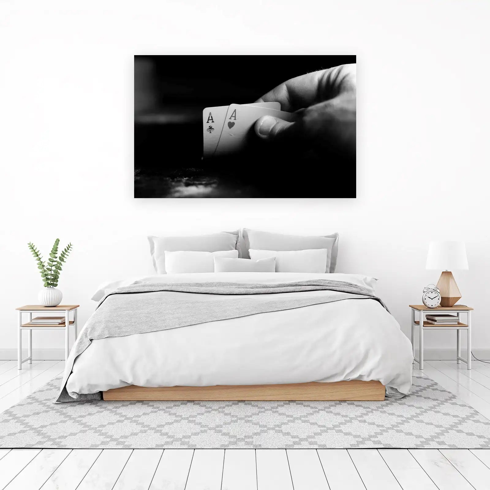 Lucky Aces Poker Black and White Wall Art