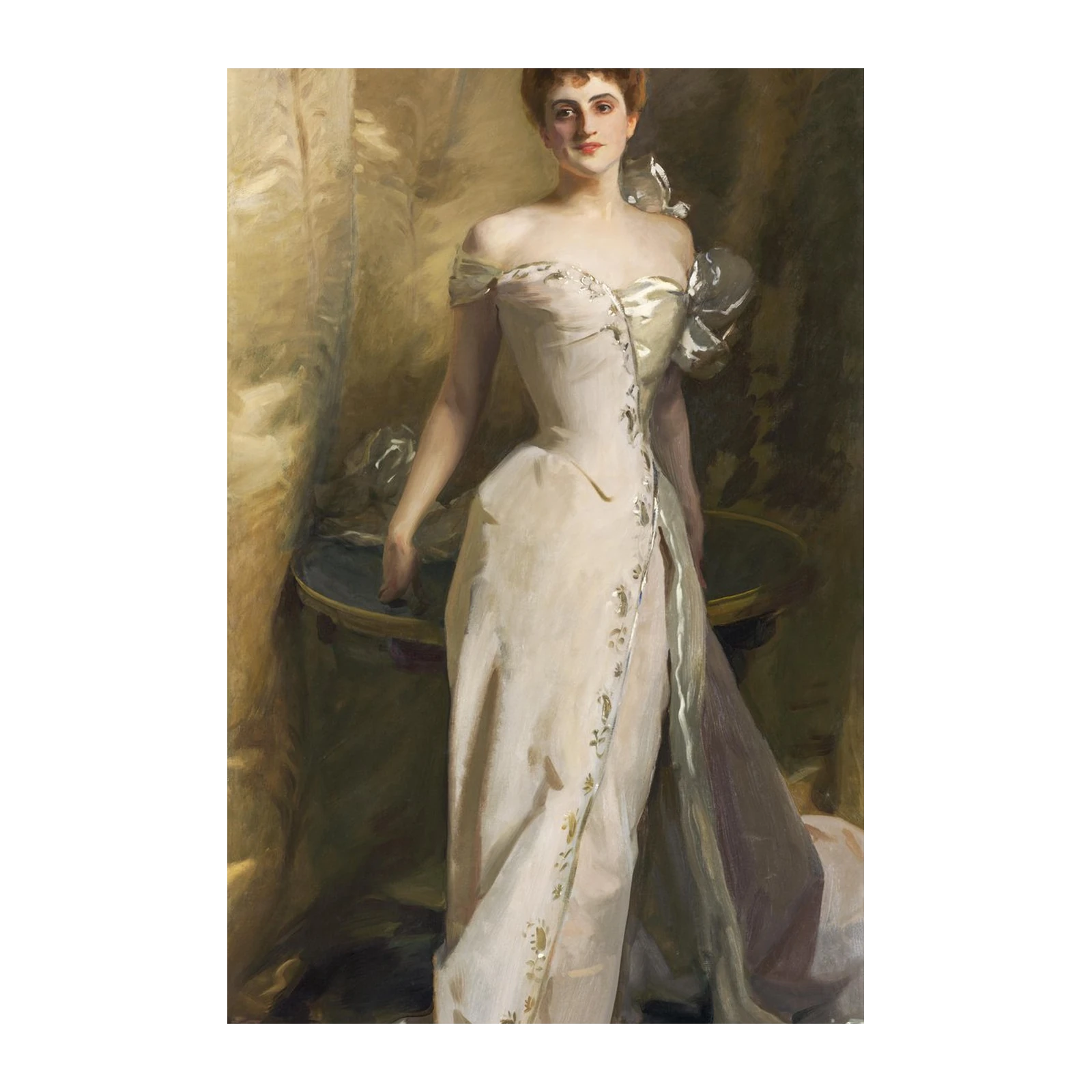 Elegant Lady Portrait on Golden Wall Art