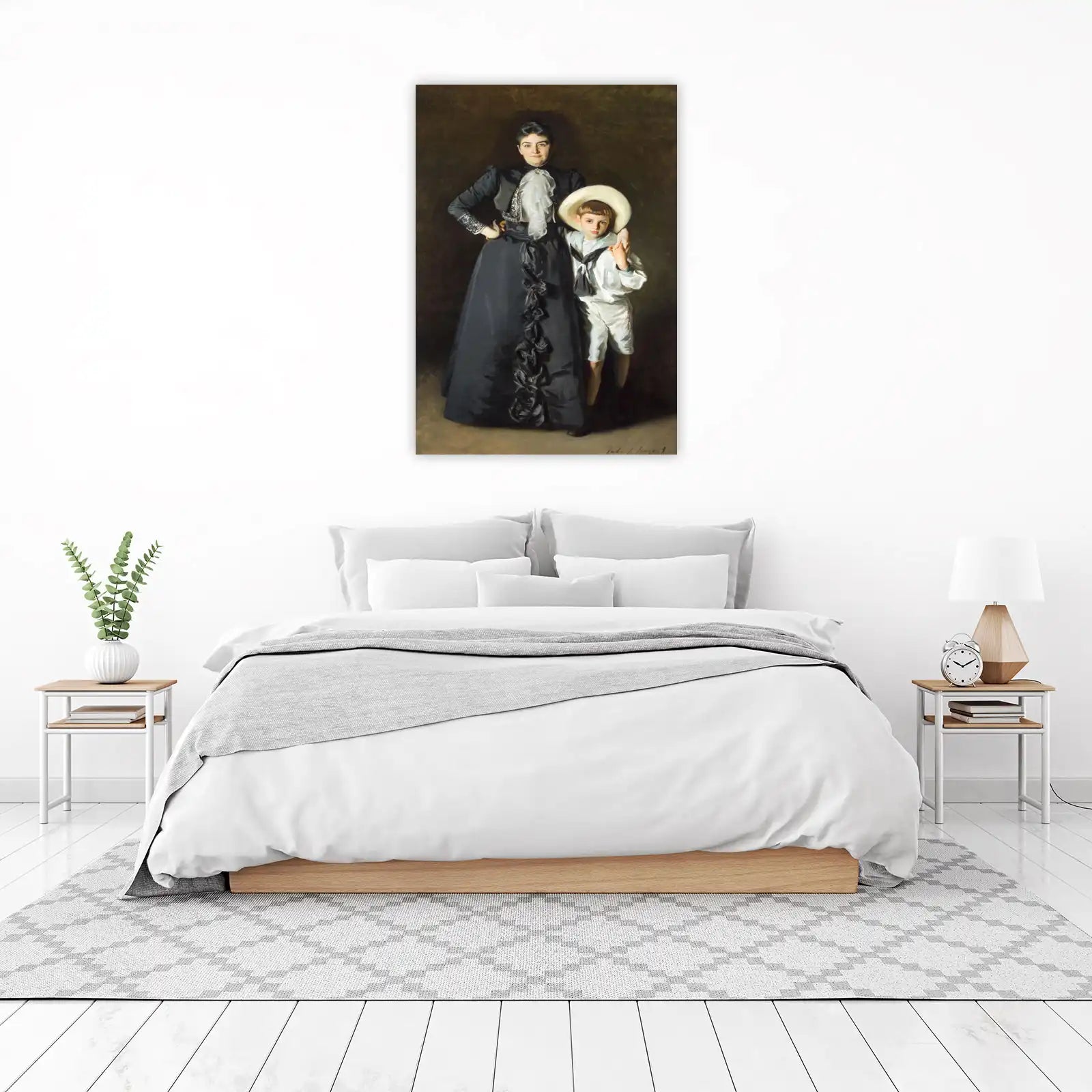 Elegant Mother and Son Portrait Wall Art