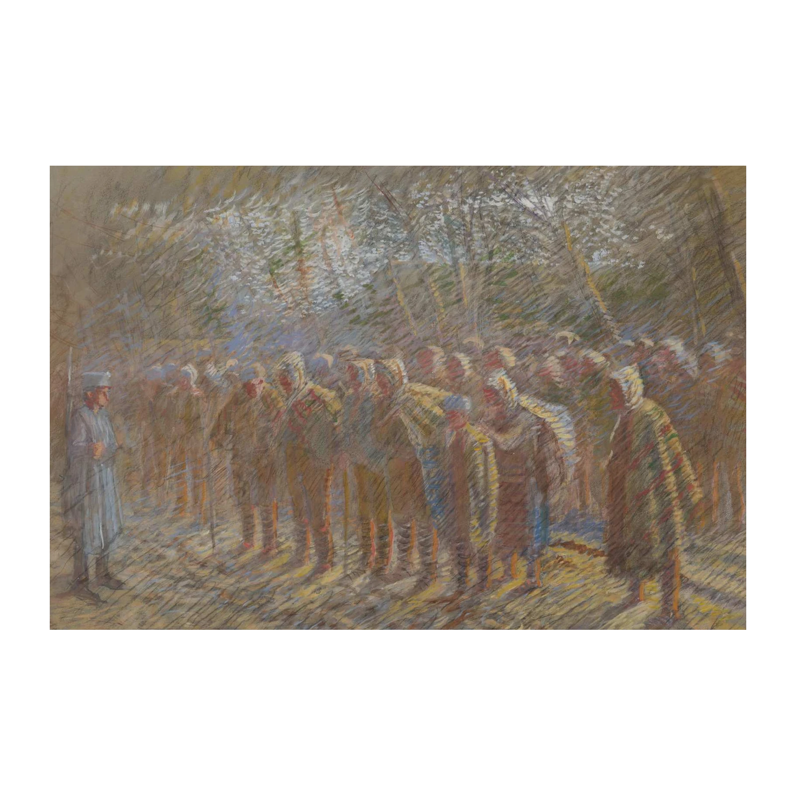 Impressionist Soldiers in Forest Wall Art