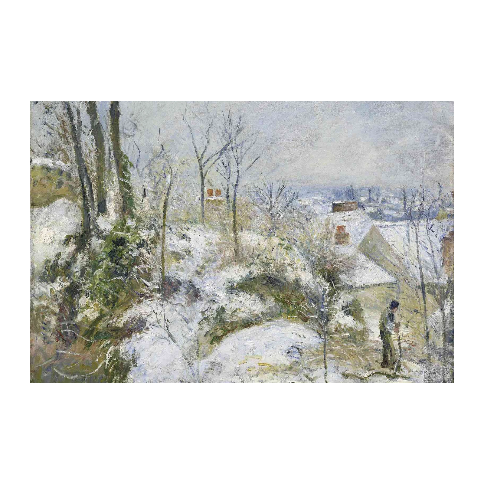 Impressionist Snowy Village Landscape Wall Art