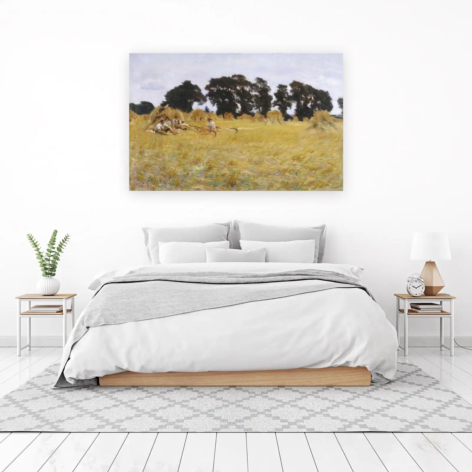 Golden Harvest Haystacks & Workers Wall Art