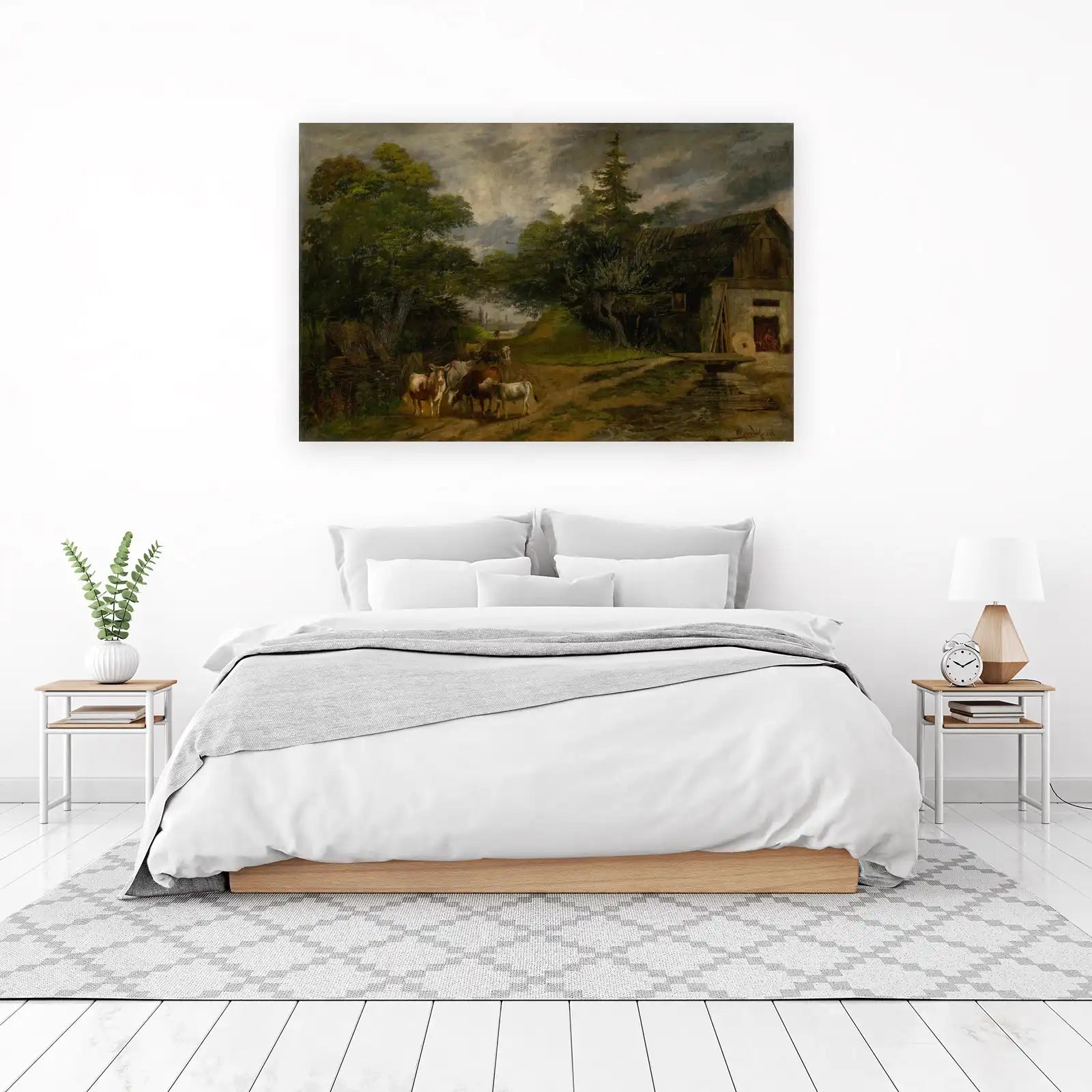 Rustic Farm Scene with Cattle Wall Art