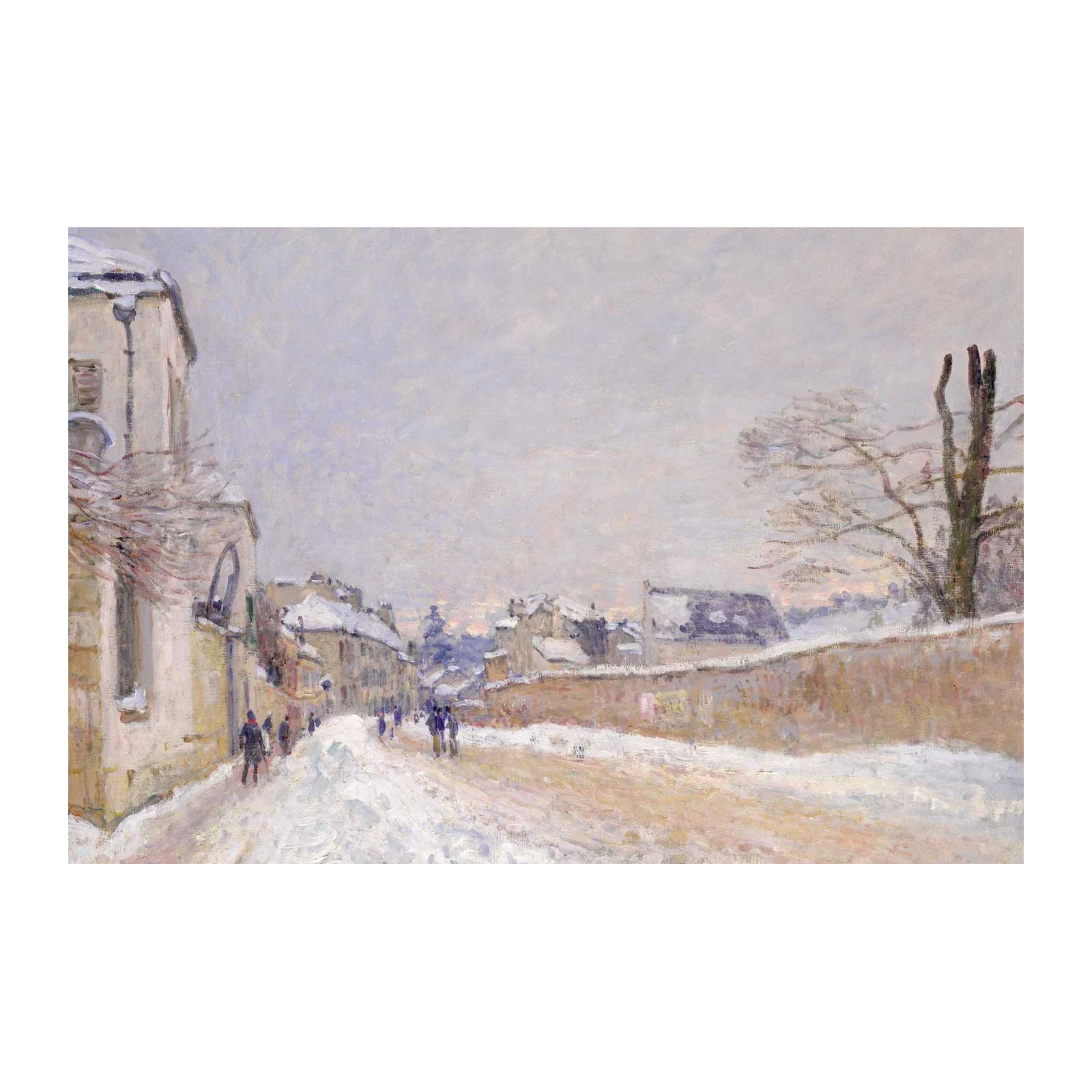 Impressionist Winter Street Snow Scene Wall Art