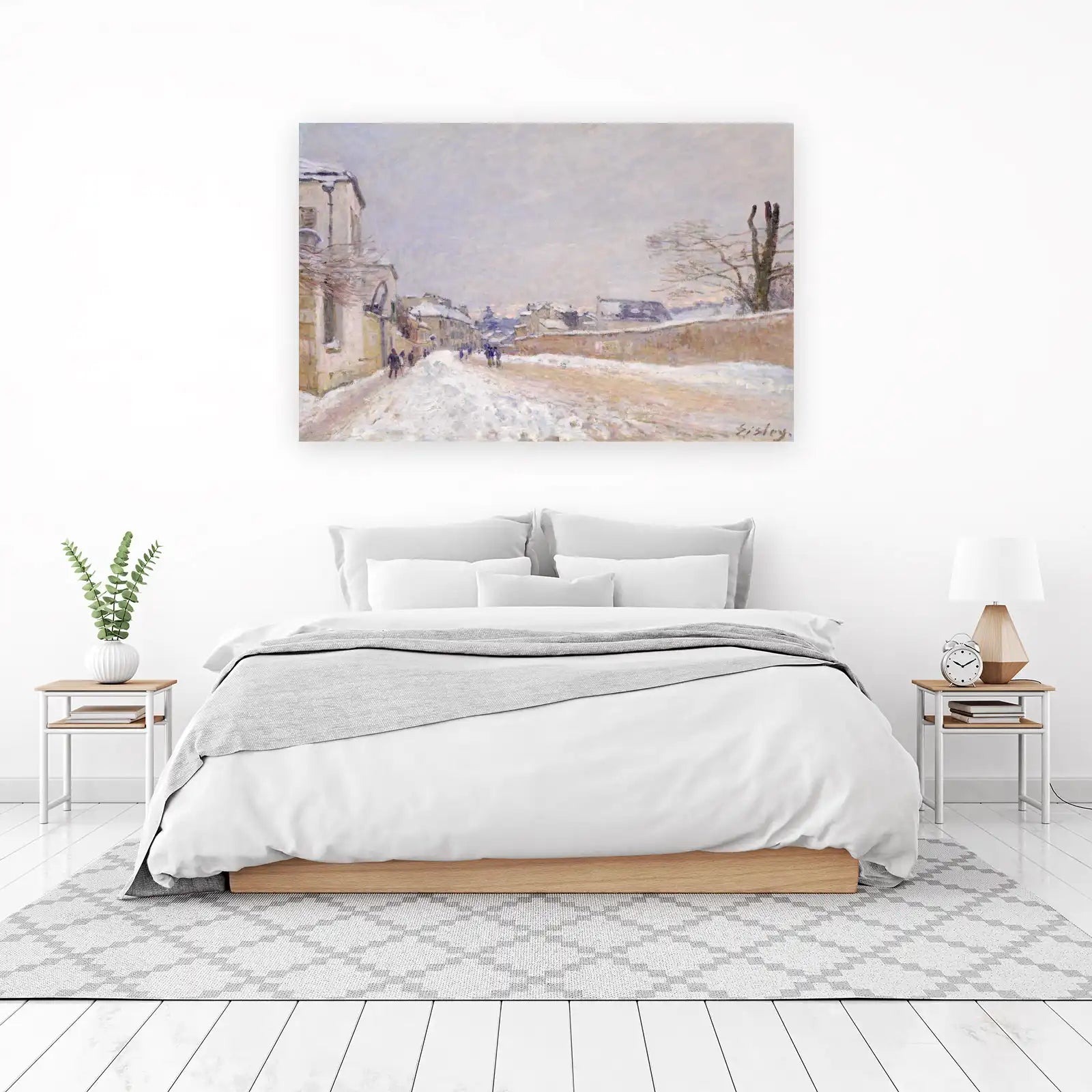 Impressionist Winter Street Snow Scene Wall Art
