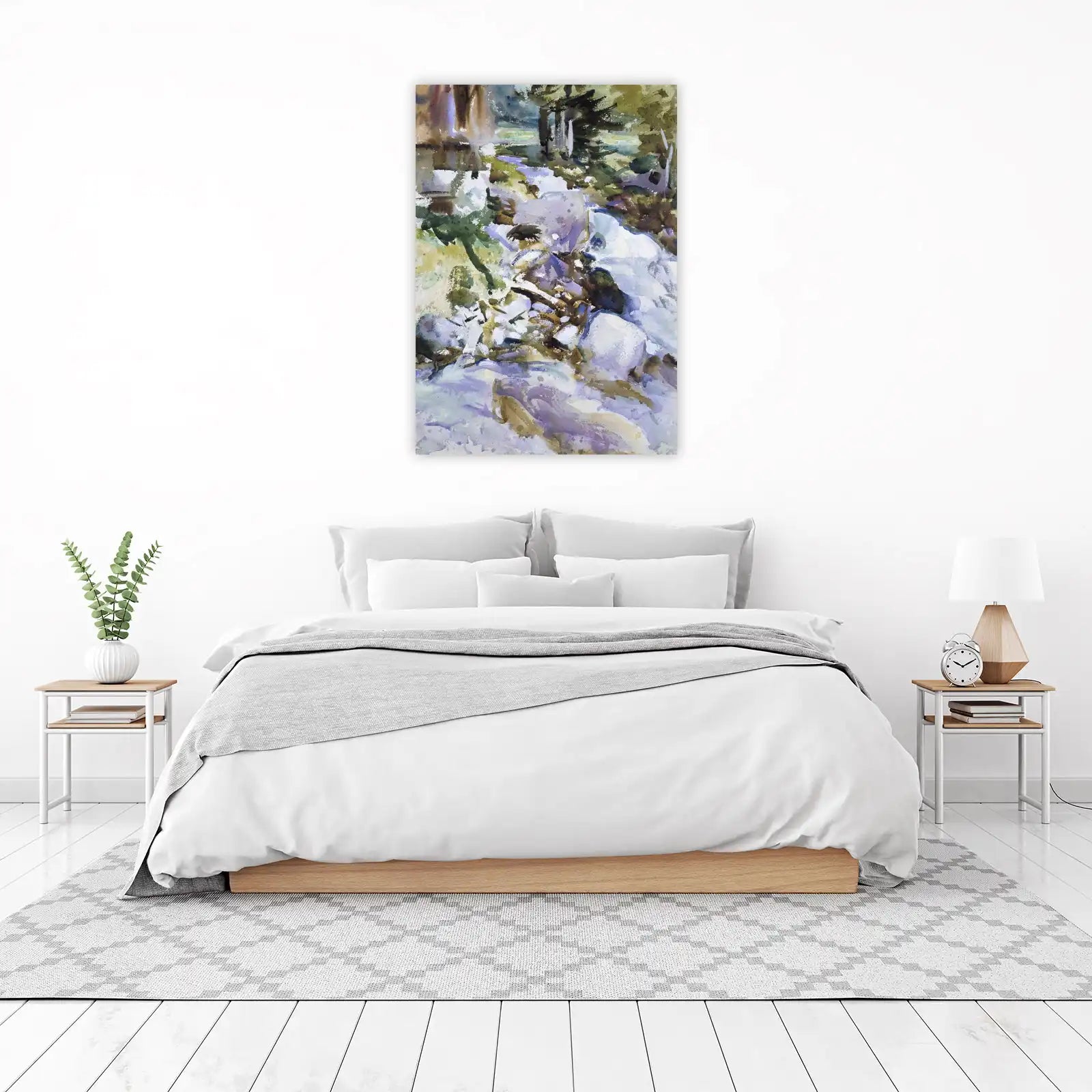 Serene Forest Stream Watercolor Wall Art