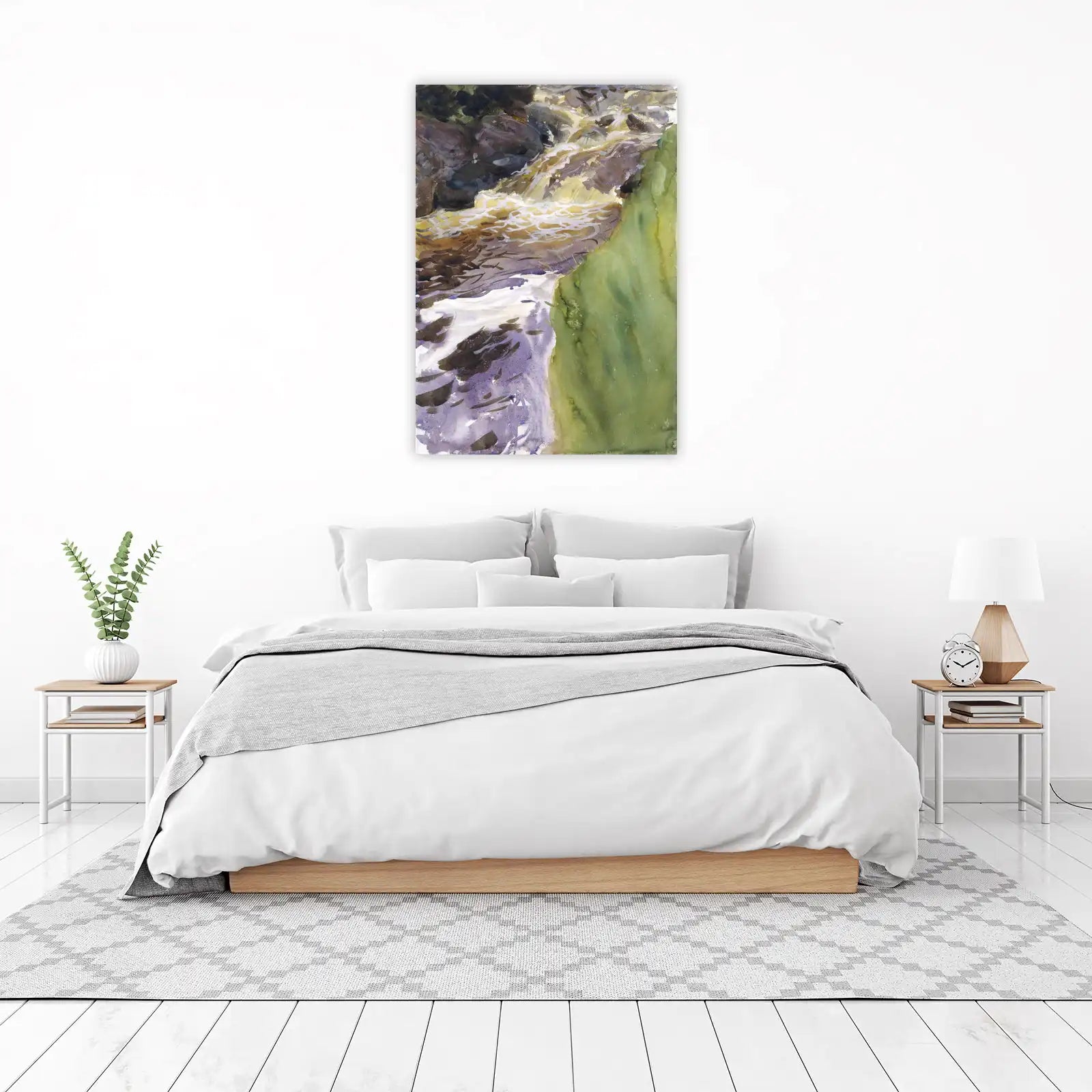 Serene River Waterfall Landscape Wall Art