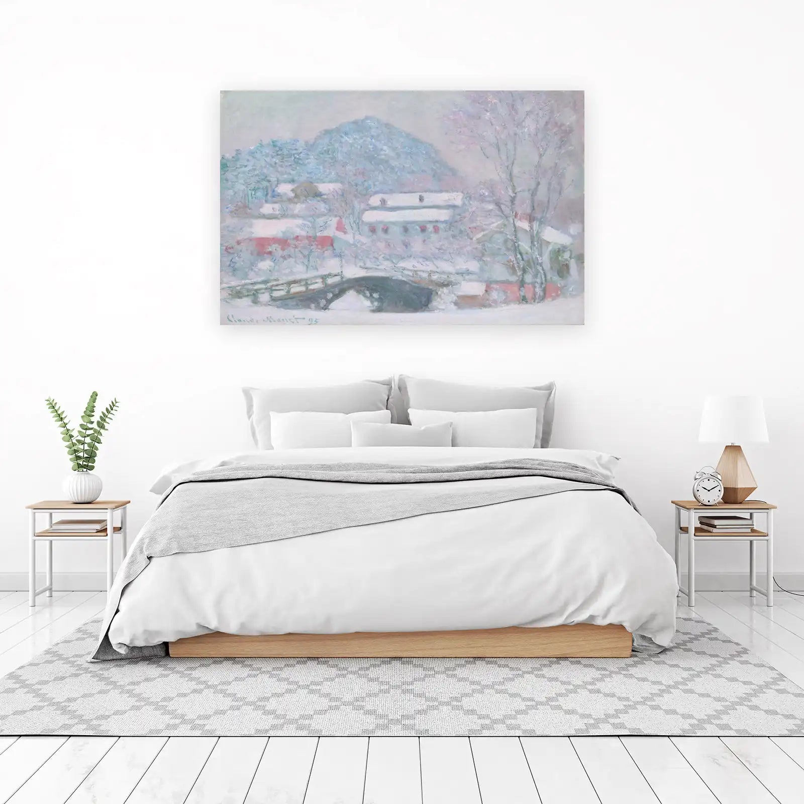 Impressionist Snow Scene Bridge Wall Art
