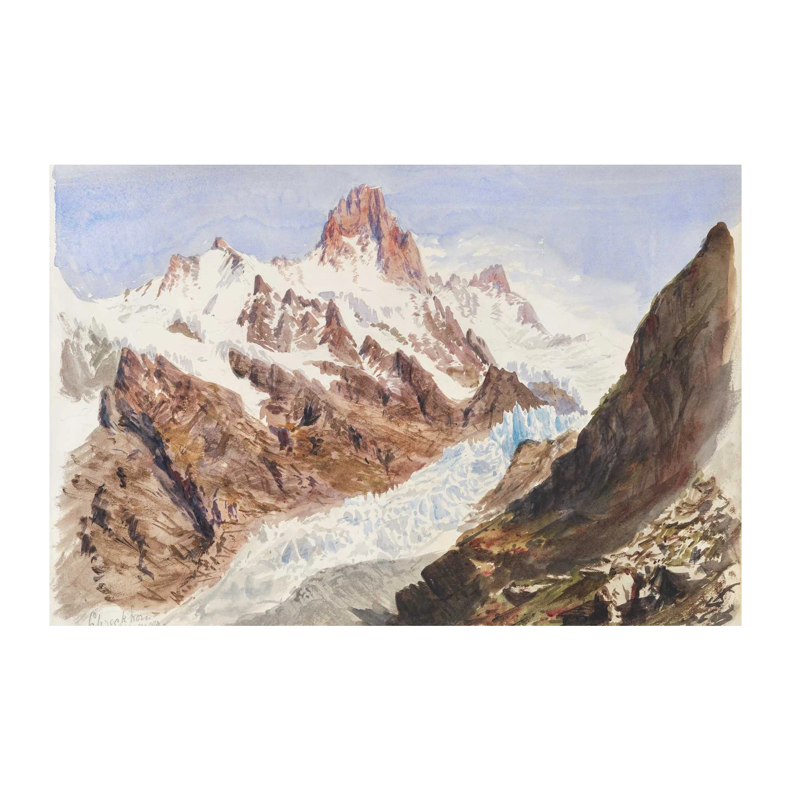 Majestic Mountain Glacier Watercolor Wall Art