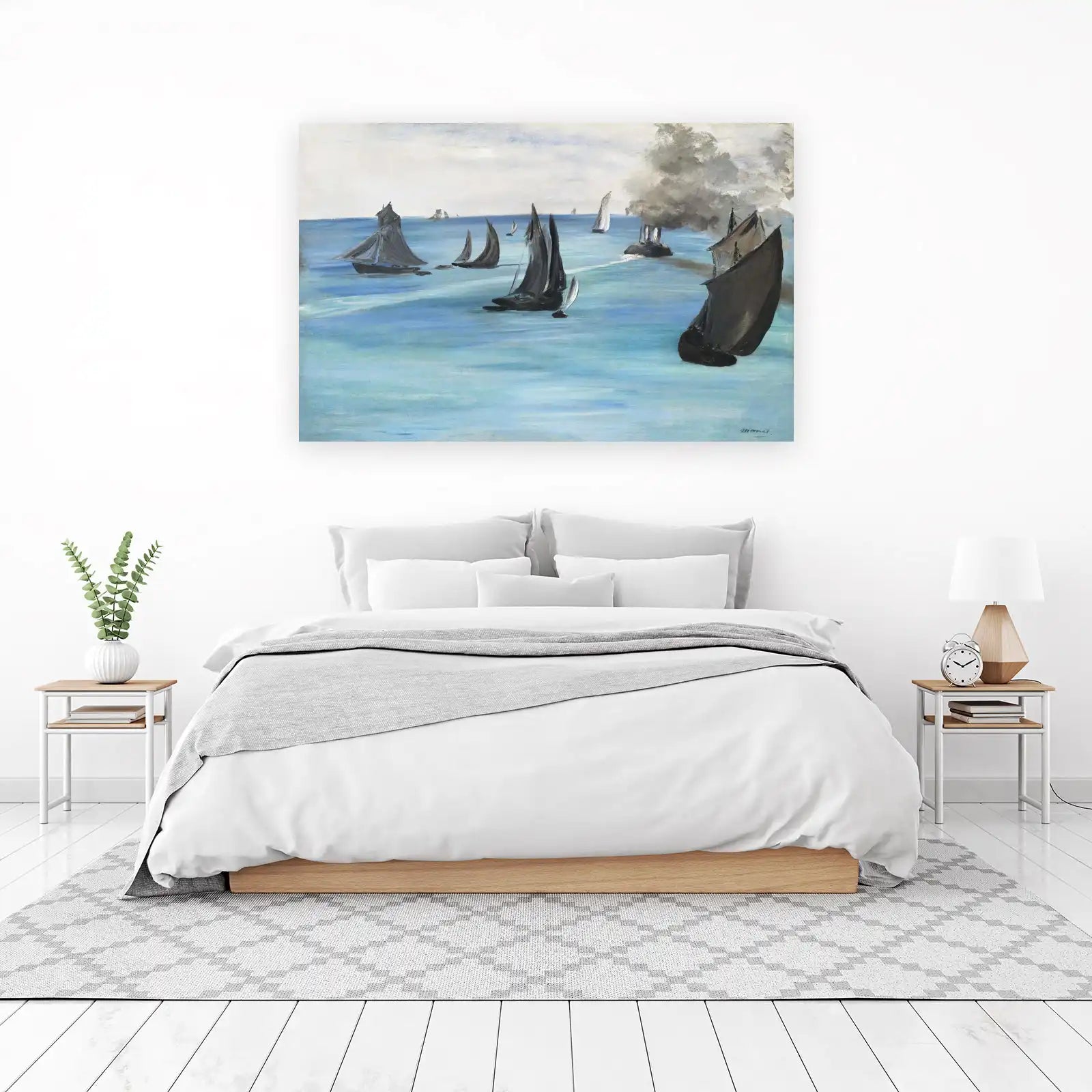 Impressionist Sailboats on Ocean Wall Art