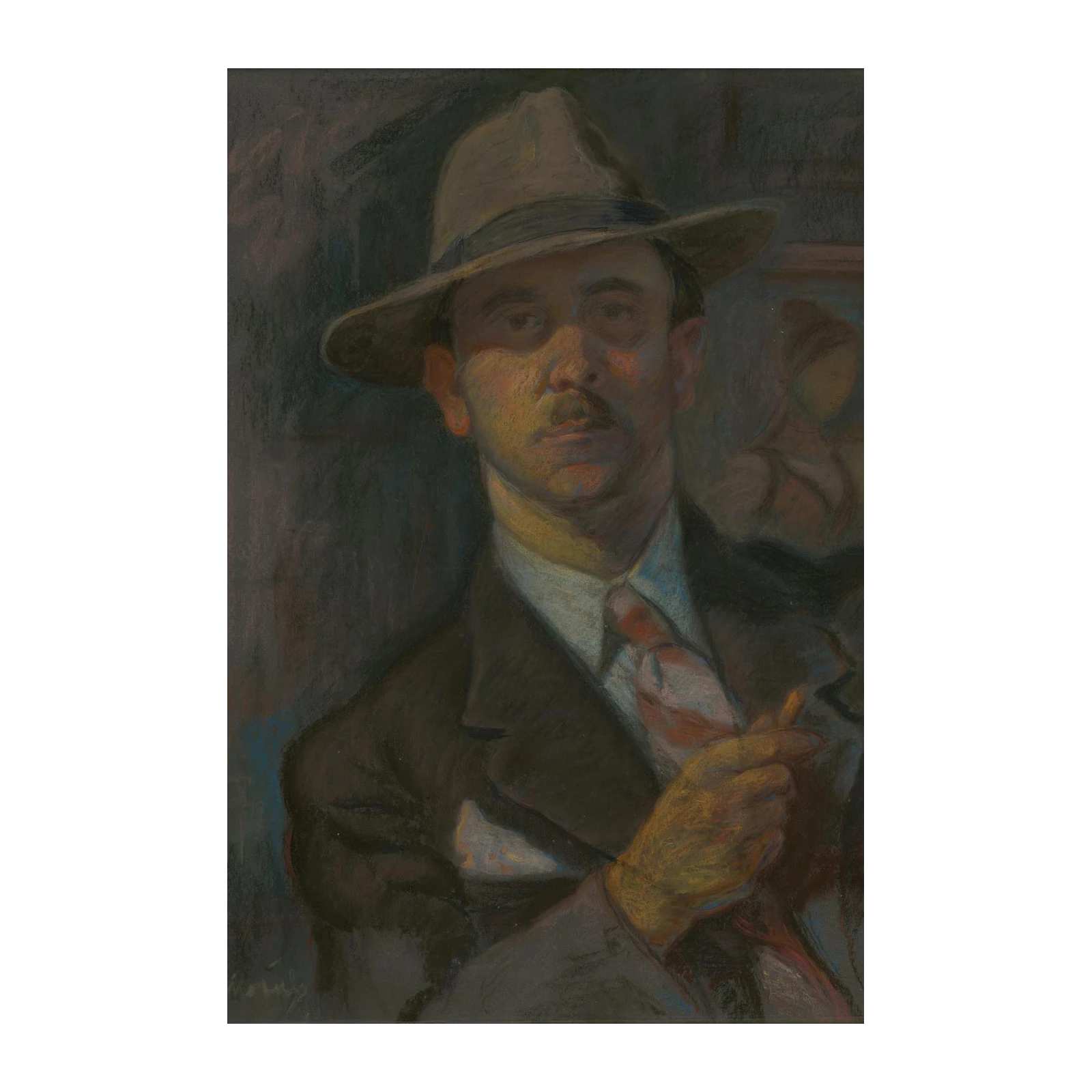 Man in Fedora Wall Art - Vintage Portrait Art