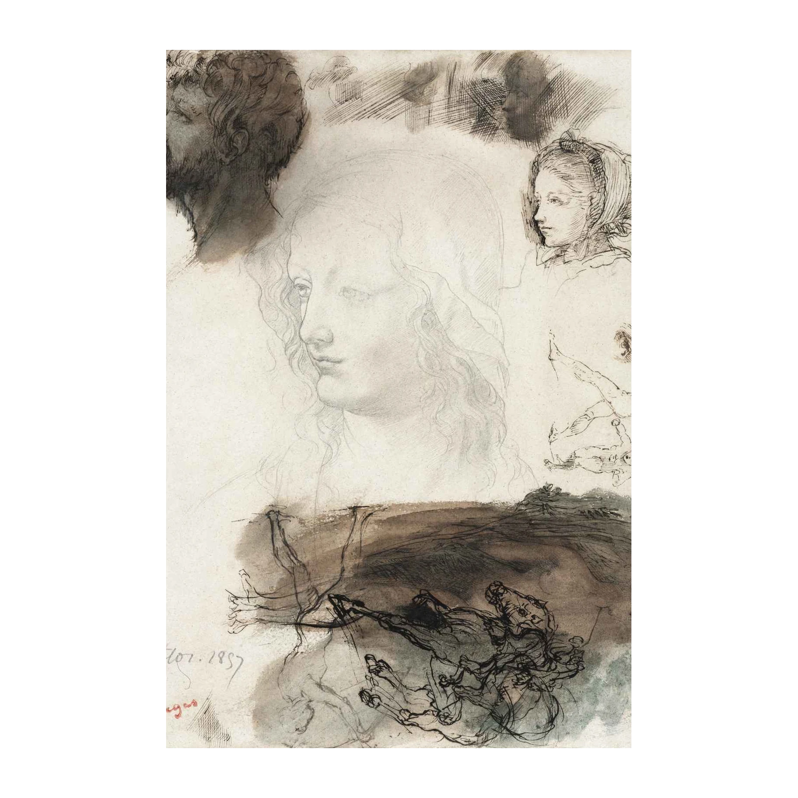 Masterful Figure Studies Vintage Sketch Wall Art