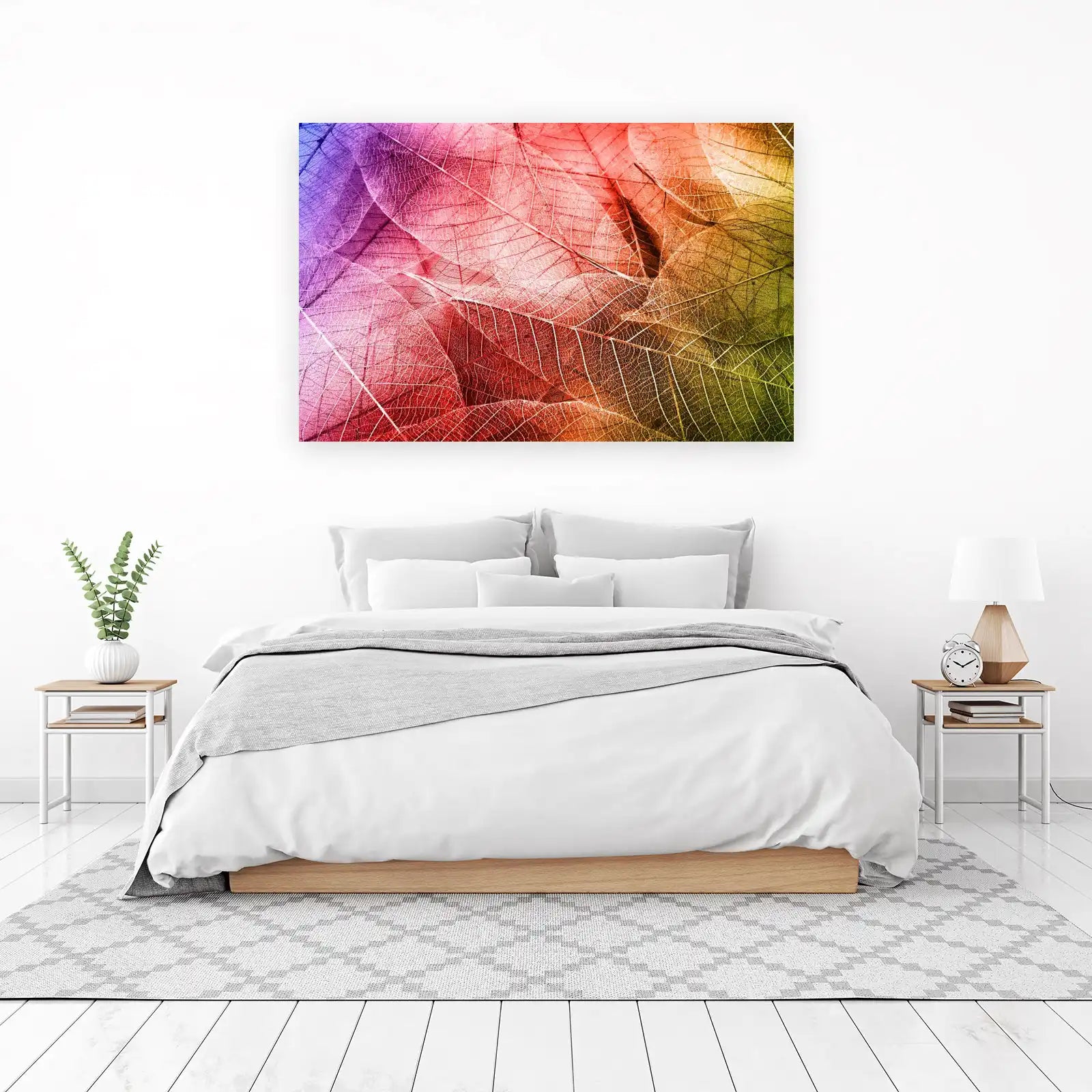 Vibrant Skeleton Leaves Gradient Wall Art
