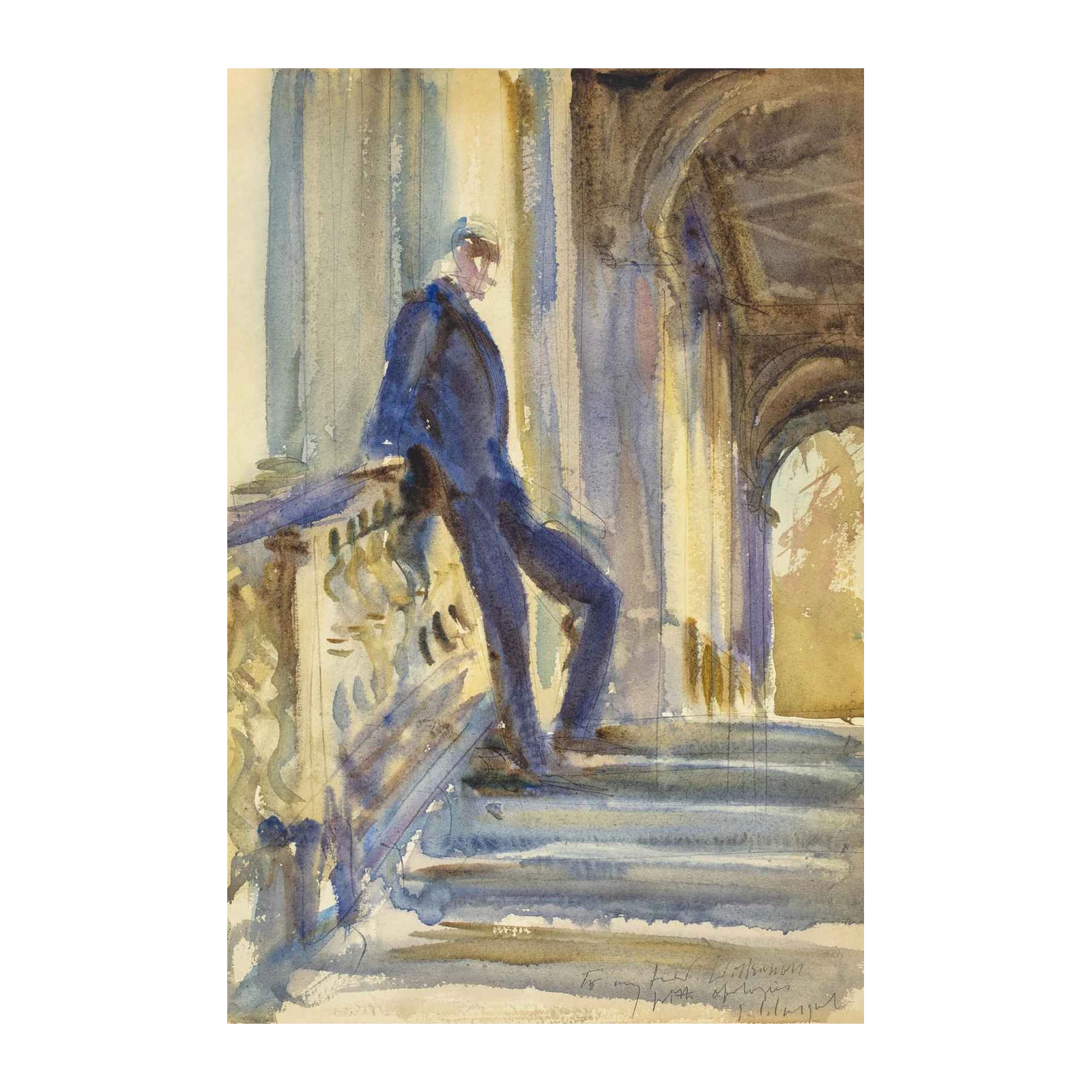 Elegant Man Blues Watercolor Wall Art