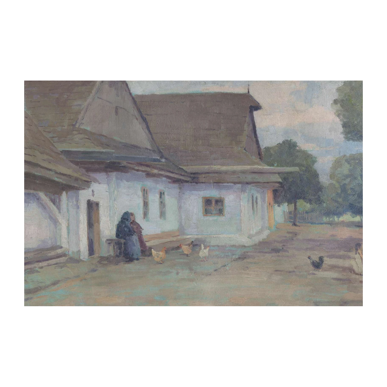 Rustic Village Life Scene Wall Art