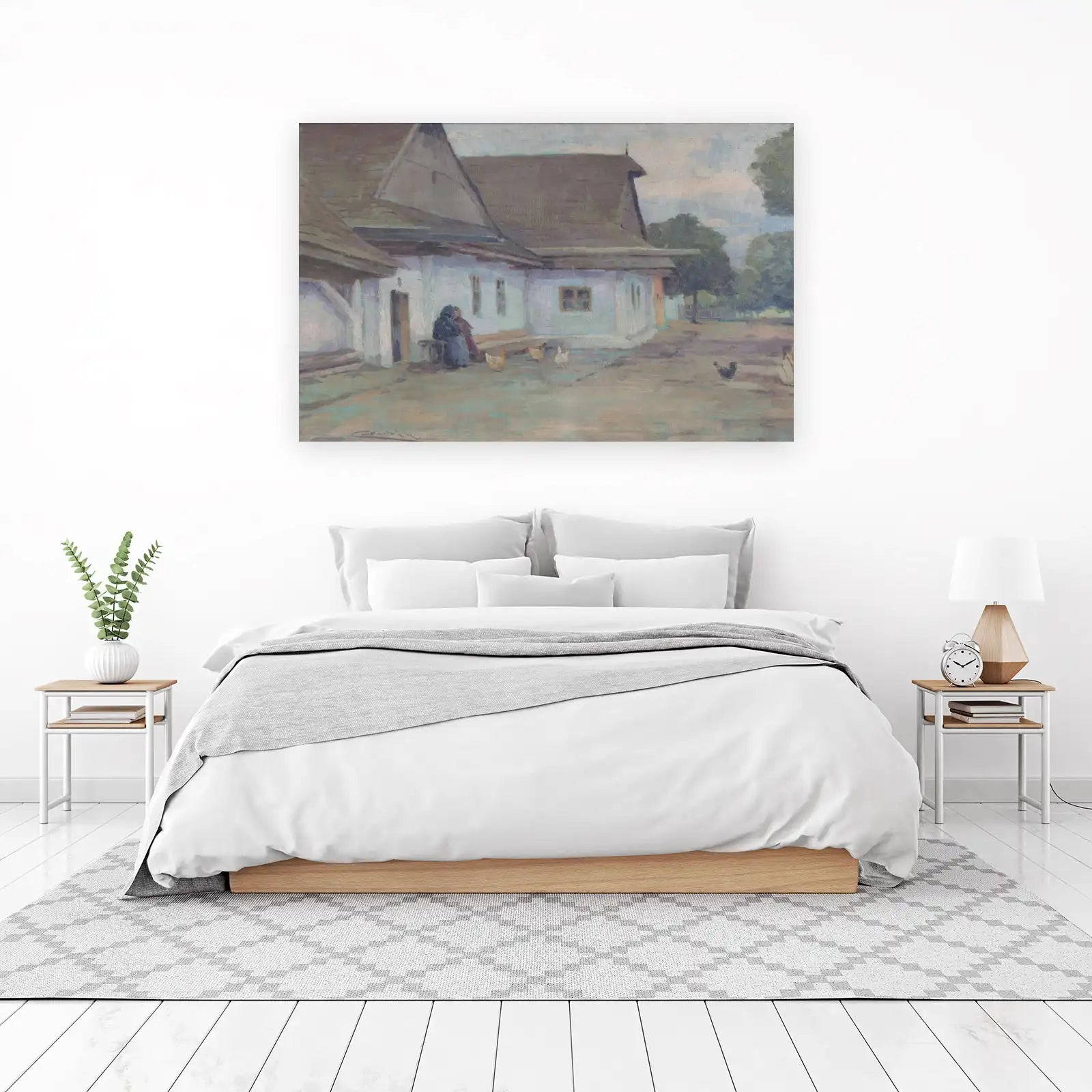 Rustic Village Life Scene Wall Art