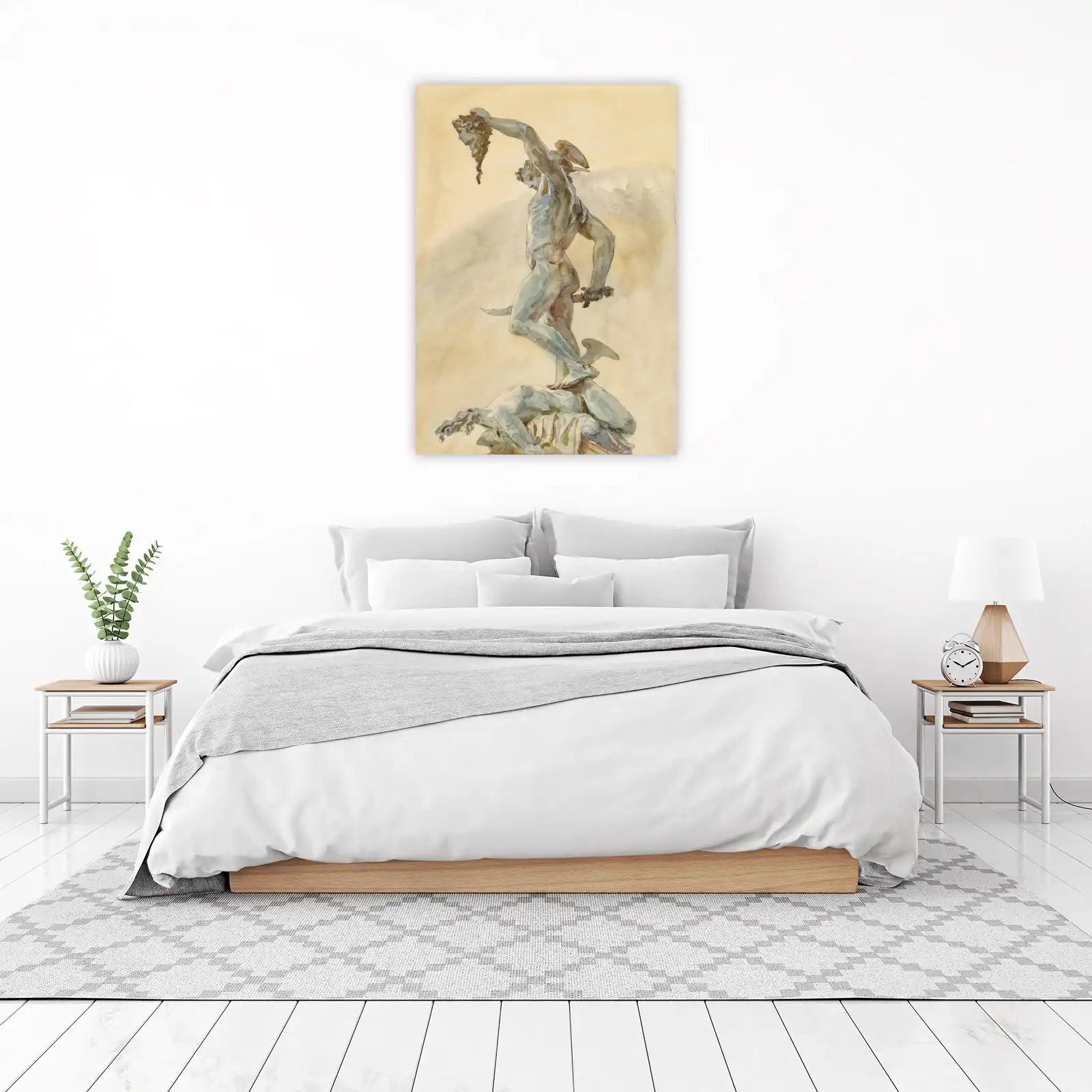Perseus Victorious Mythological Watercolor Wall Art