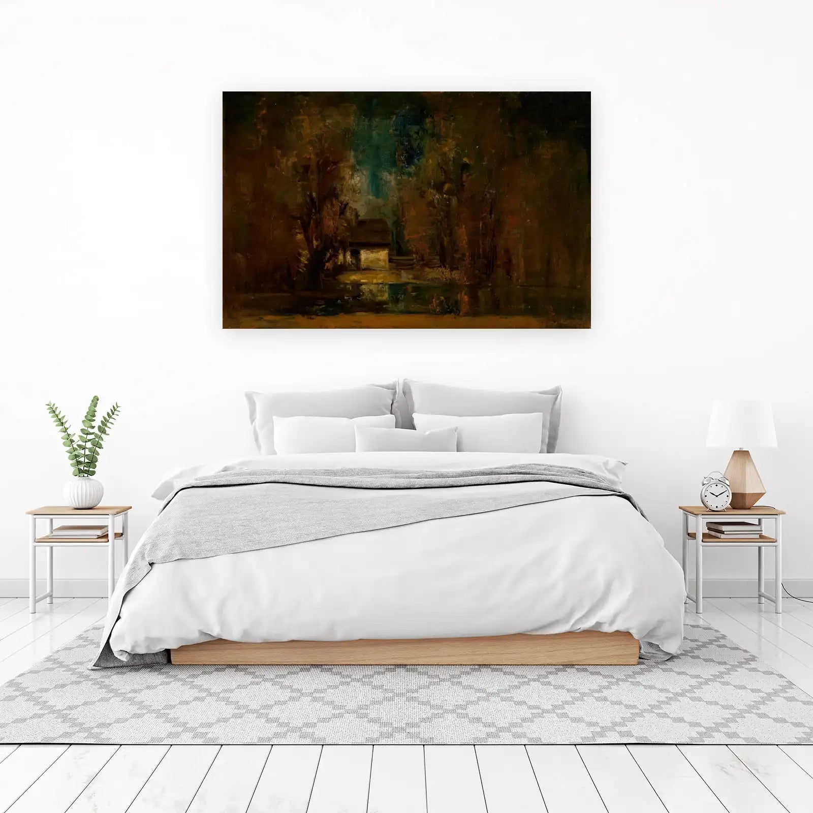 Enigmatic Lakeside Cabin Impressionist Wall Art