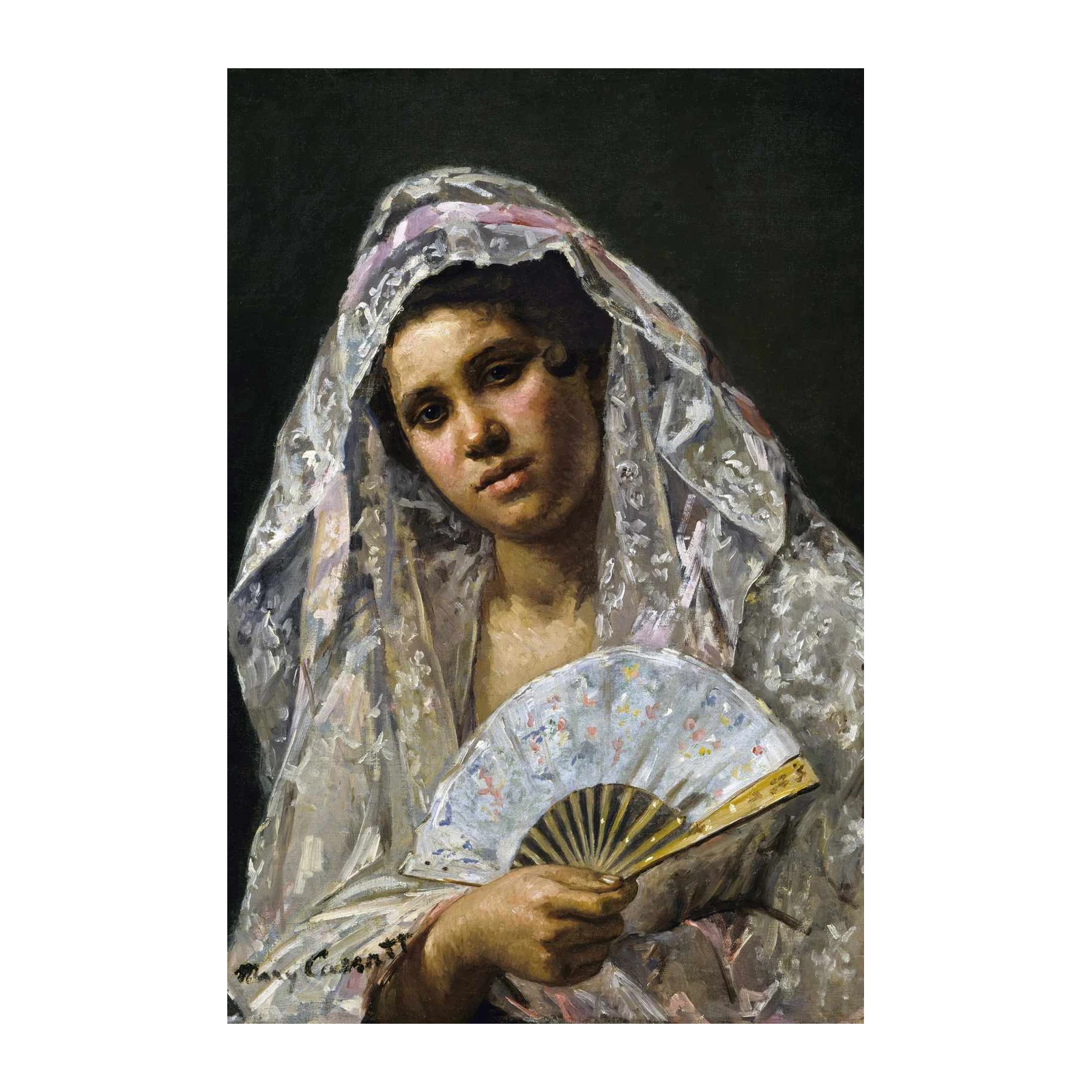Victorian Woman Lace Fan Wall Art
