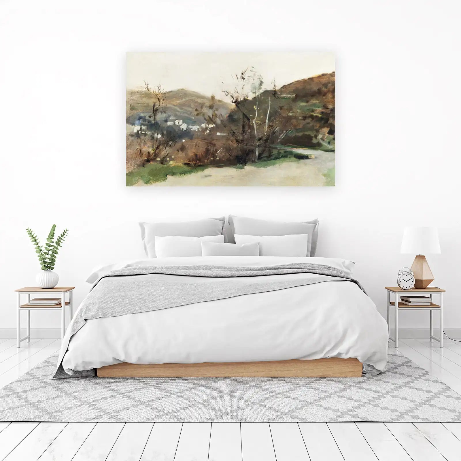 Serene Village Landscape Impressionist Wall Art