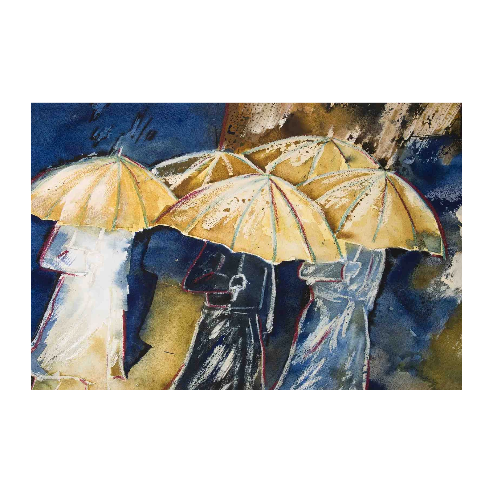 Abstract Rainy Day Umbrellas Wall Art